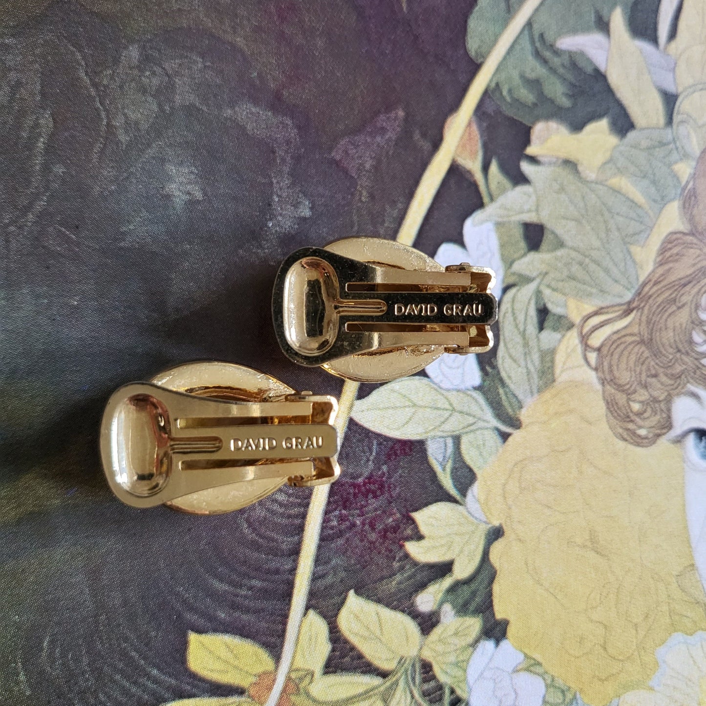 Clip on - David Grau Yellow Crystal Clip On Earrings