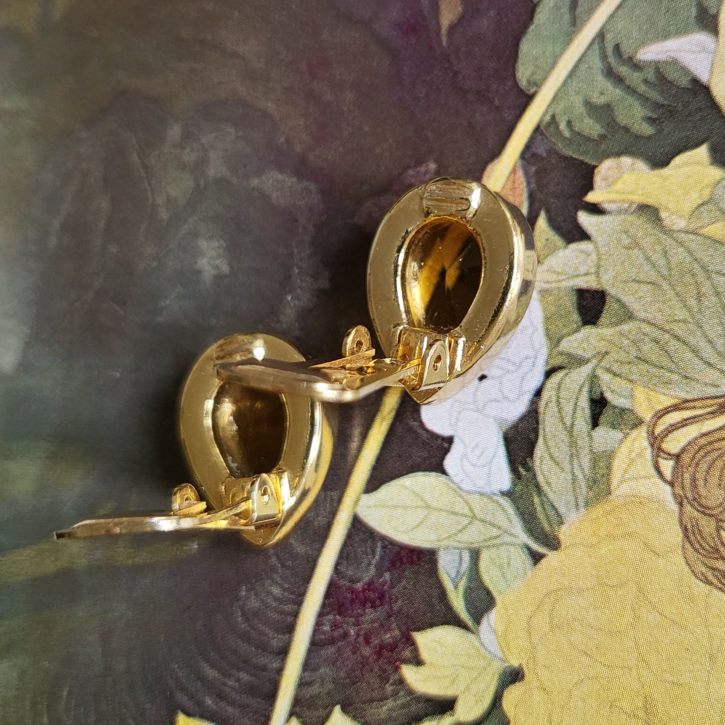 Clip on - David Grau Yellow Crystal Clip On Earrings