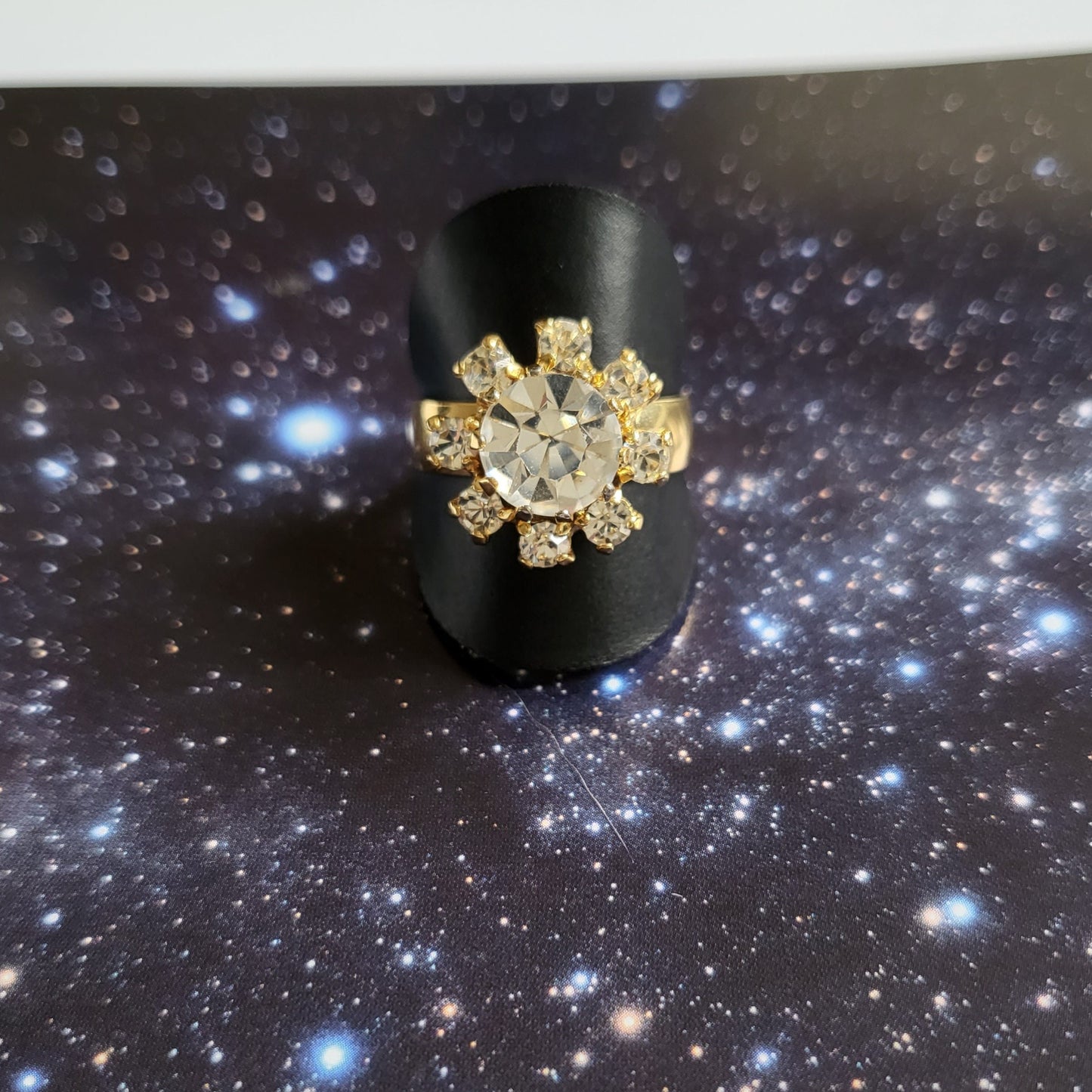 Ring - Clear Crystal Flower Adjustable Ring