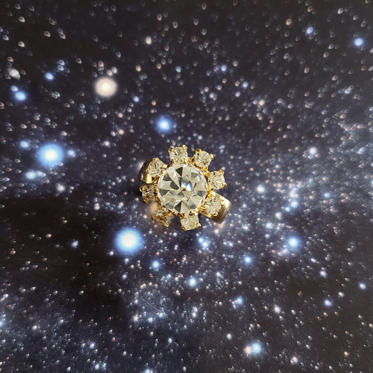 Ring - Clear Crystal Flower Adjustable Ring