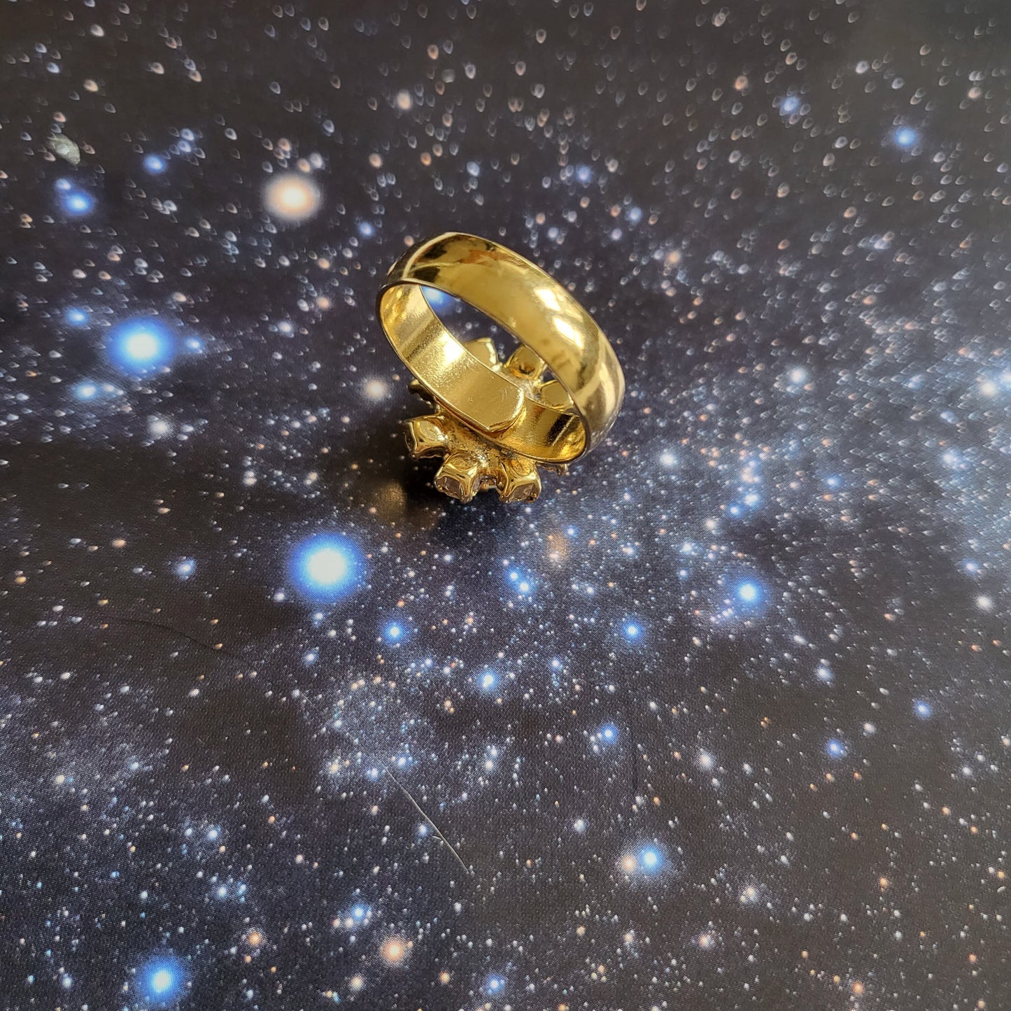 Ring - Clear Crystal Flower Adjustable Ring