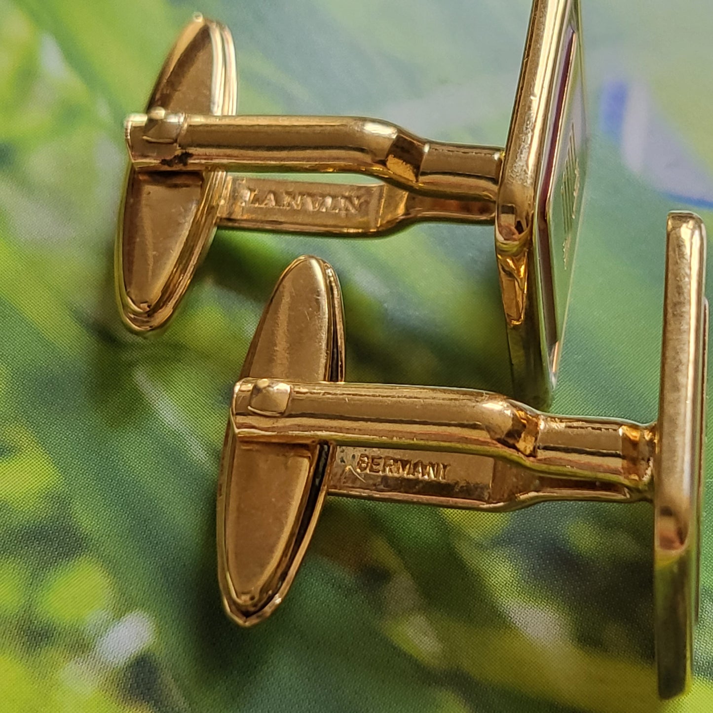 Cufflinks - Lanvin Red Enamel Square Logo Cufflinks