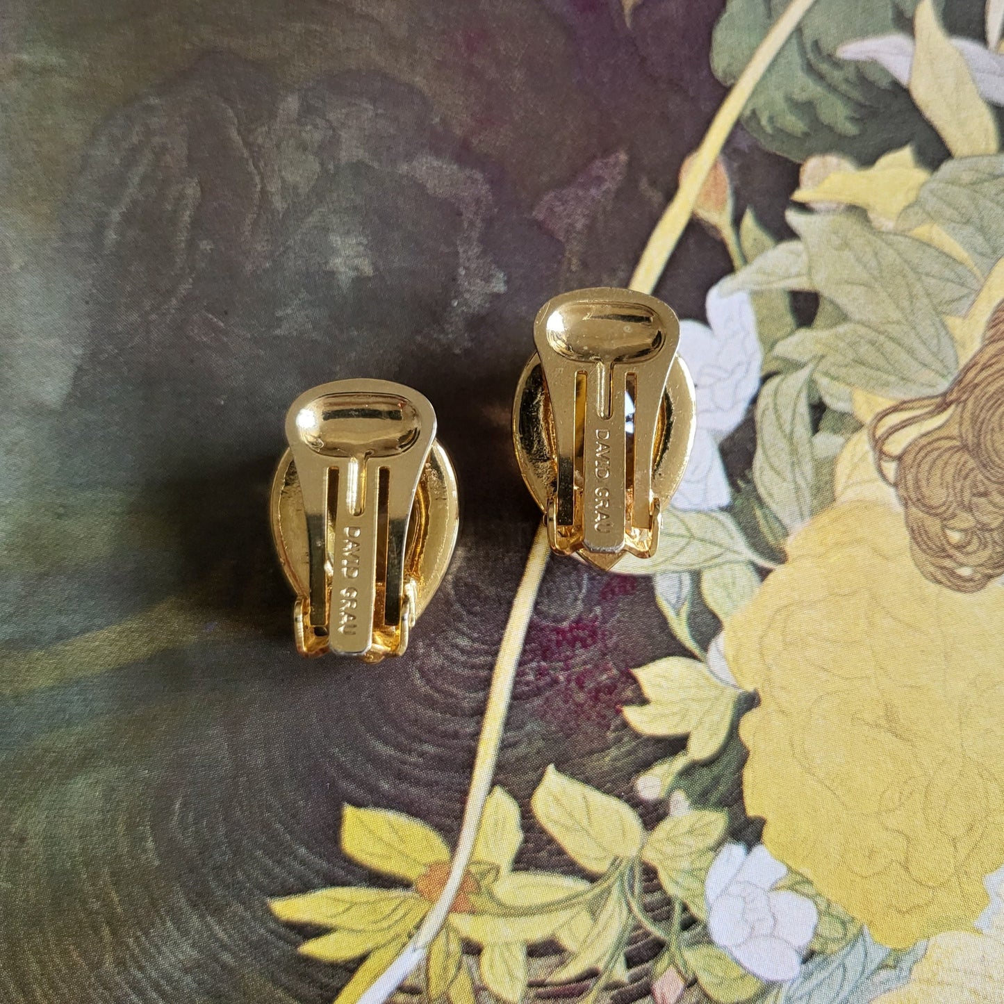 Clip on - David Grau Yellow Crystal Clip On Earrings