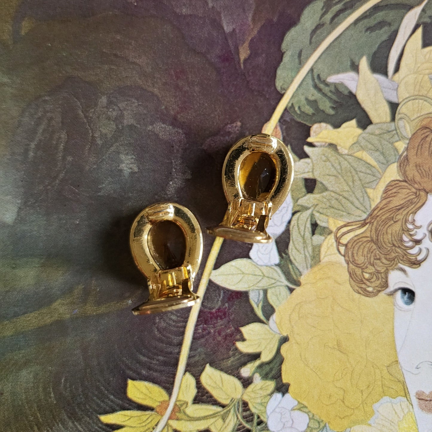 Clip on - David Grau Yellow Crystal Clip On Earrings