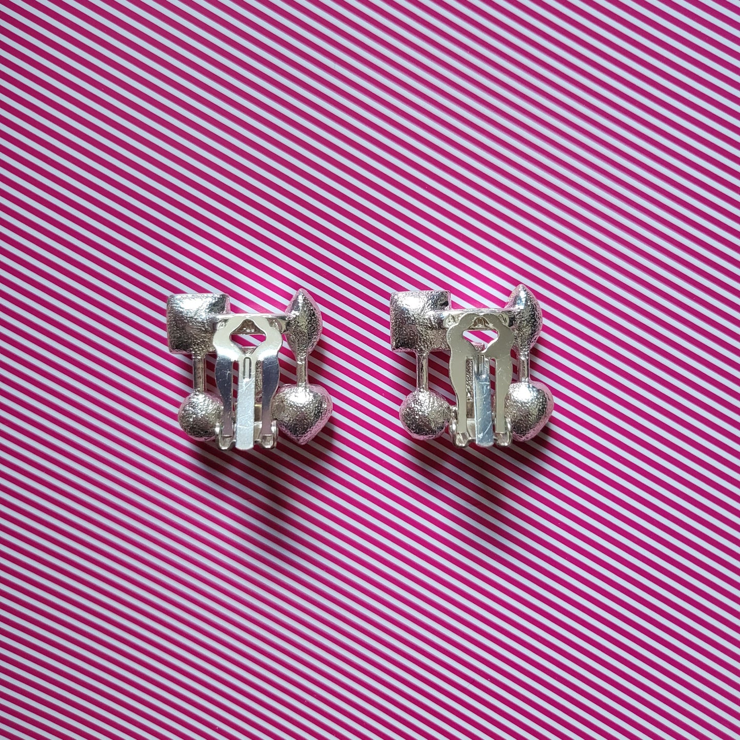 Clip on - Agatha Red and Purple Crystals Silver Lattice Clip on Earrings