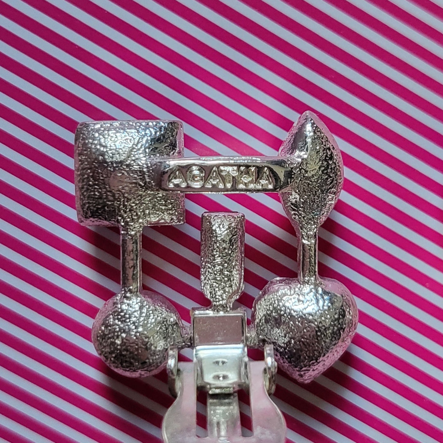 Clip on - Agatha Red and Purple Crystals Silver Lattice Clip on Earrings