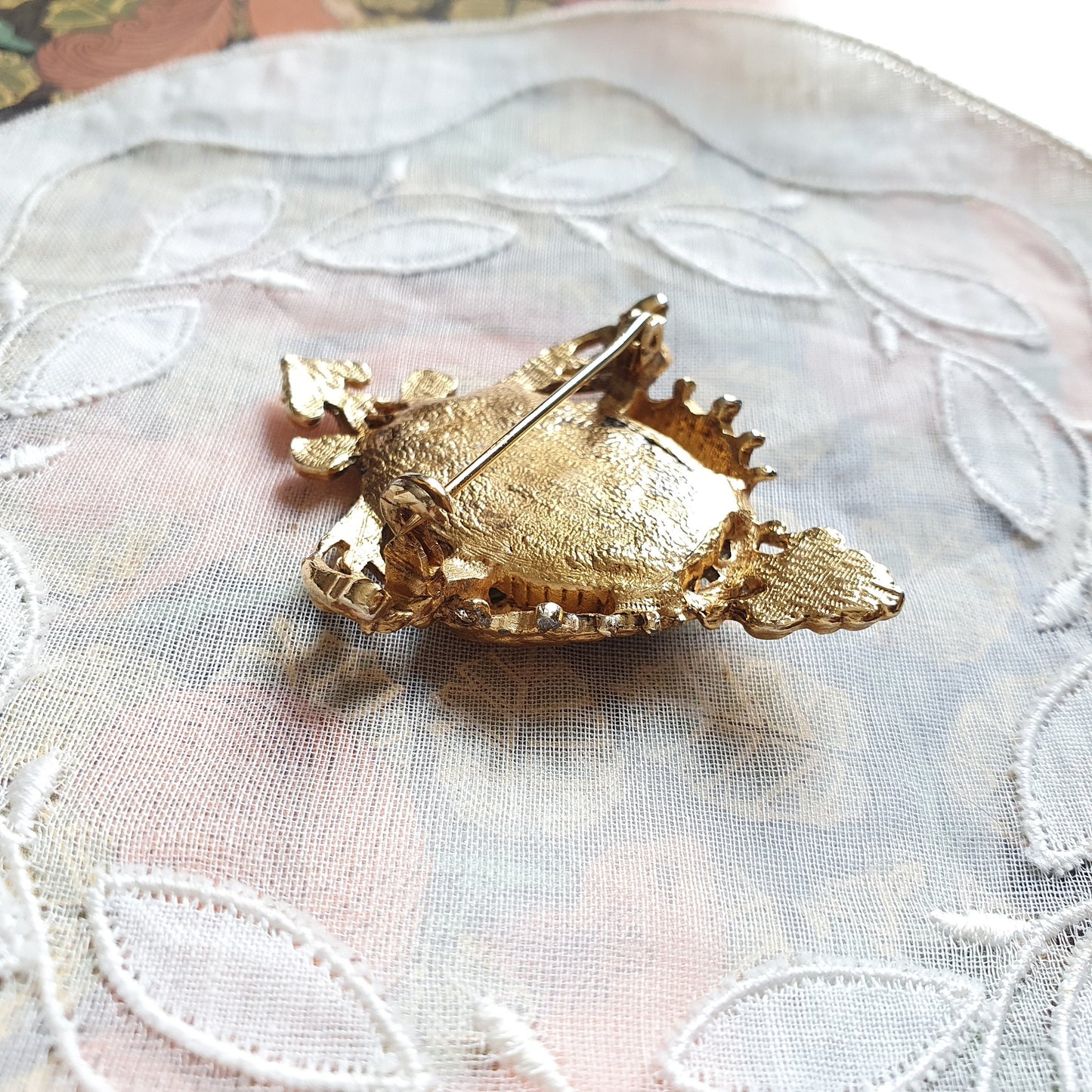 Brooch - Green Agate Cluster Ornate Brooch