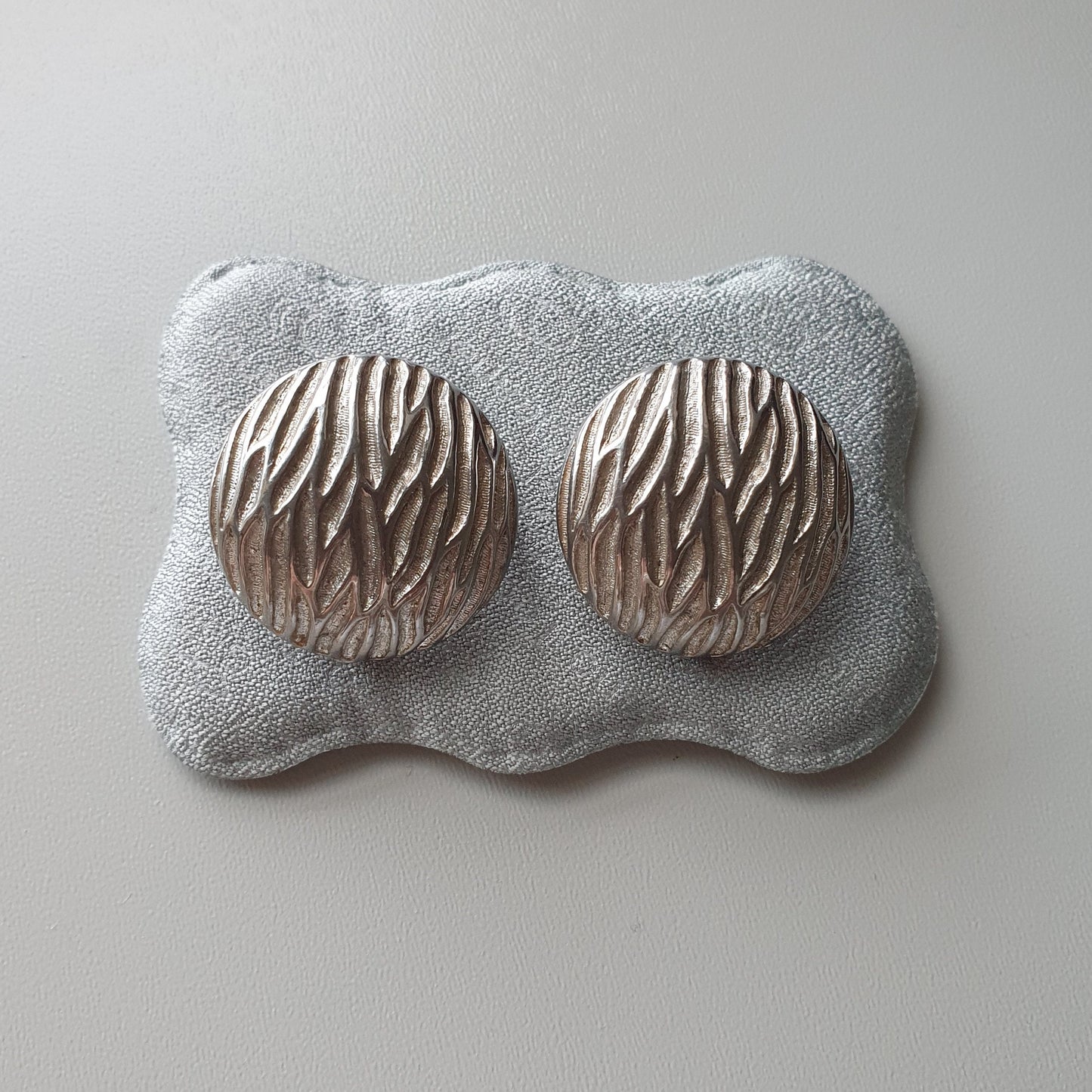 Clip on - Sphinx Silver Tone Textured Round Clip on Earrings