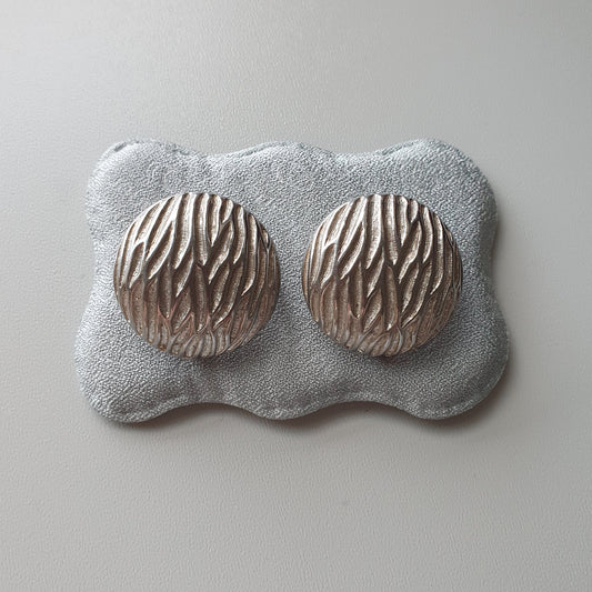 Clip on - Sphinx Silver Tone Textured Round Clip on Earrings