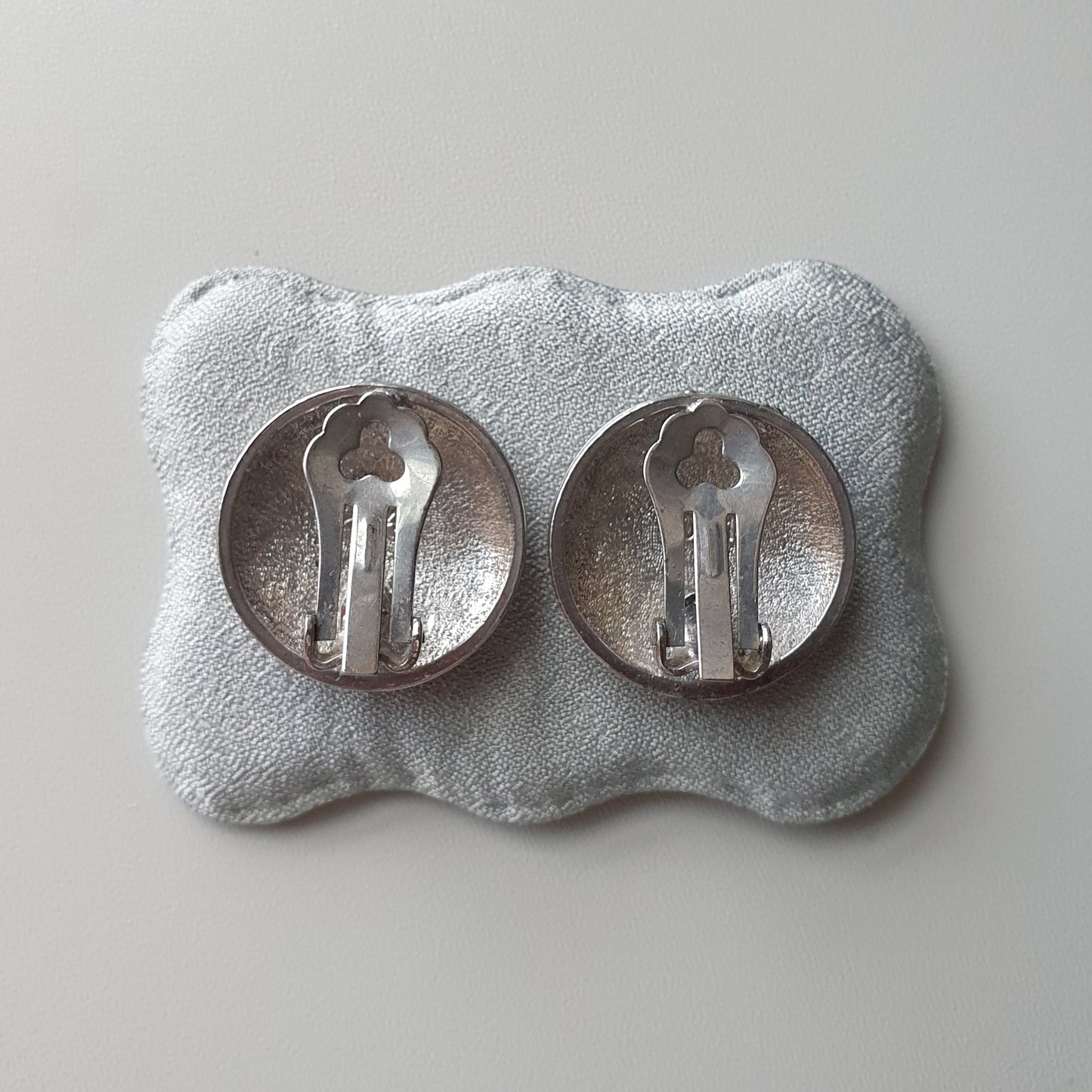 Clip on - Sphinx Silver Tone Textured Round Clip on Earrings