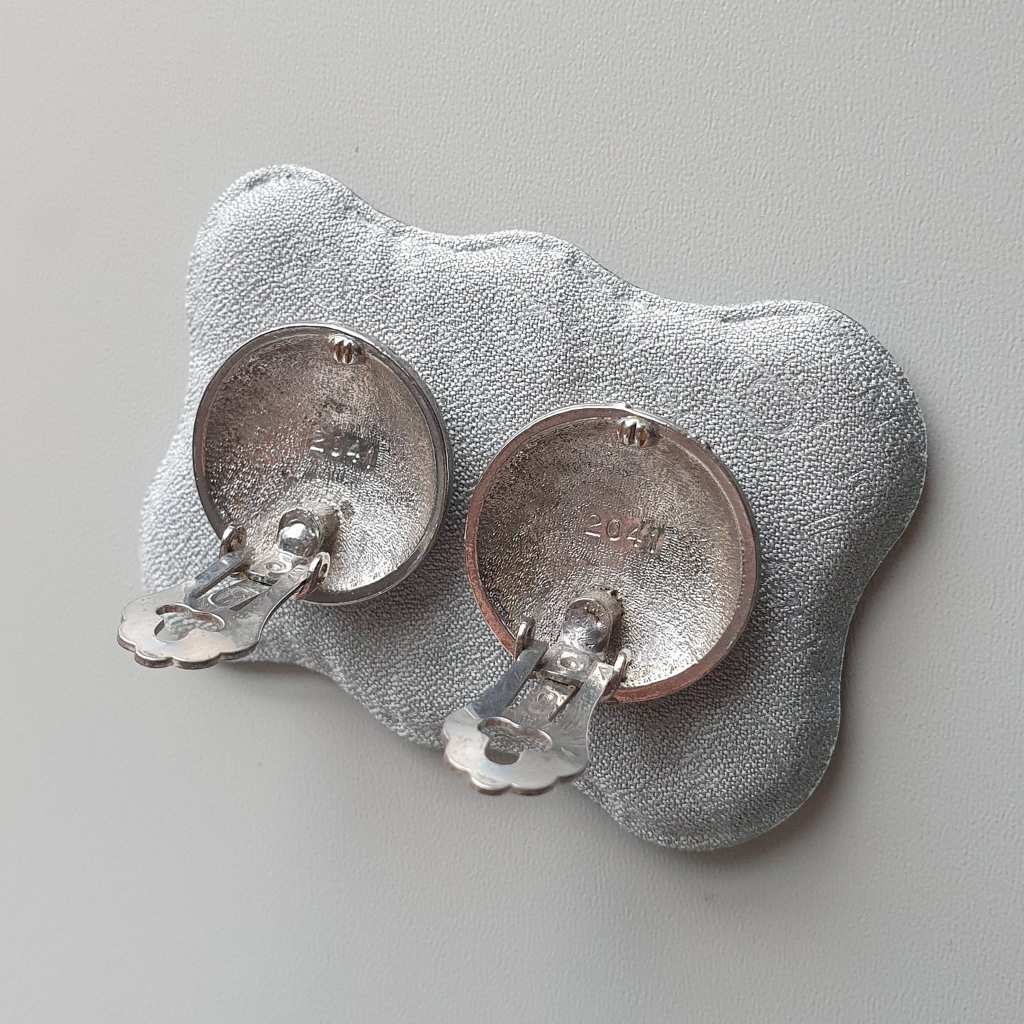 Clip on - Sphinx Silver Tone Textured Round Clip on Earrings