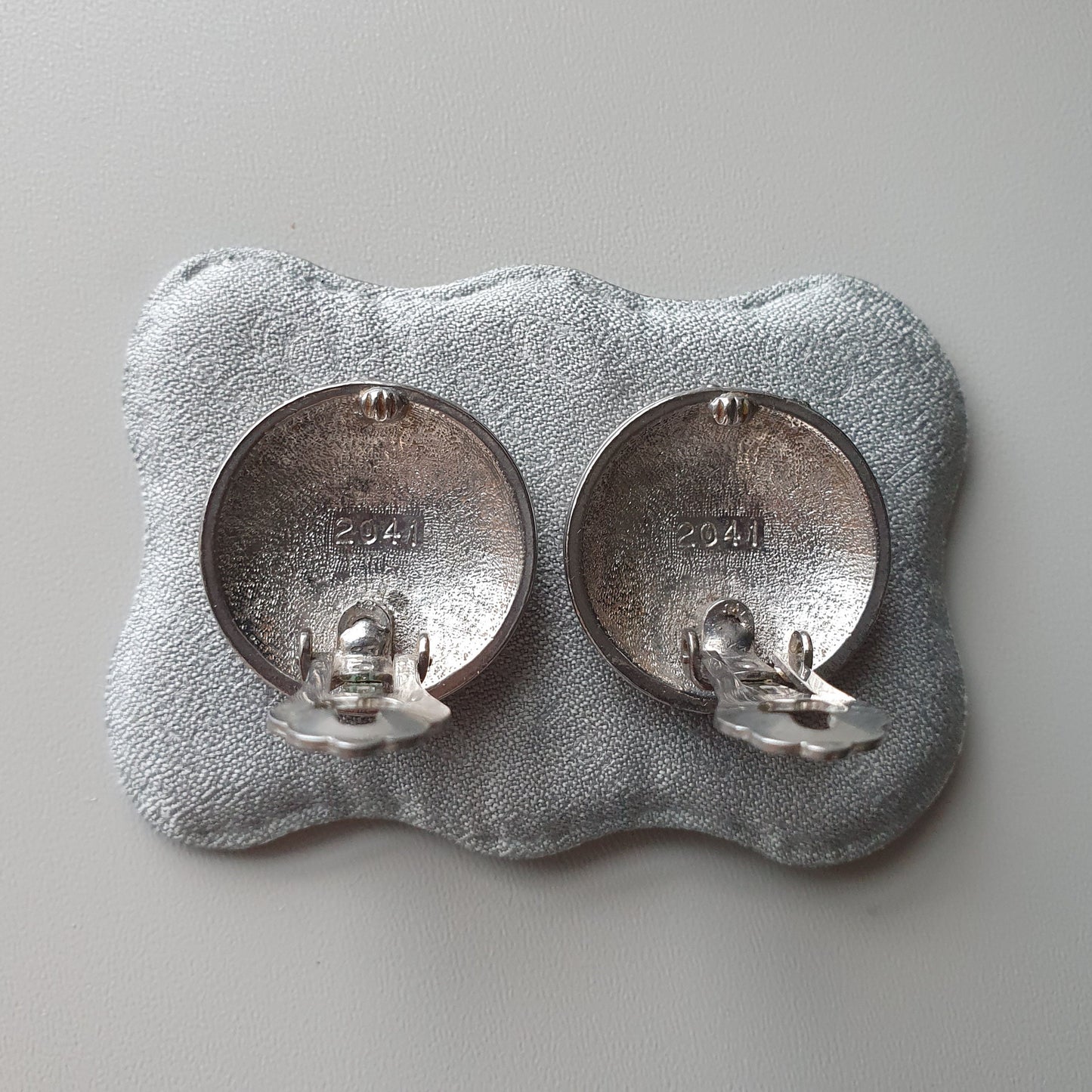 Clip on - Sphinx Silver Tone Textured Round Clip on Earrings