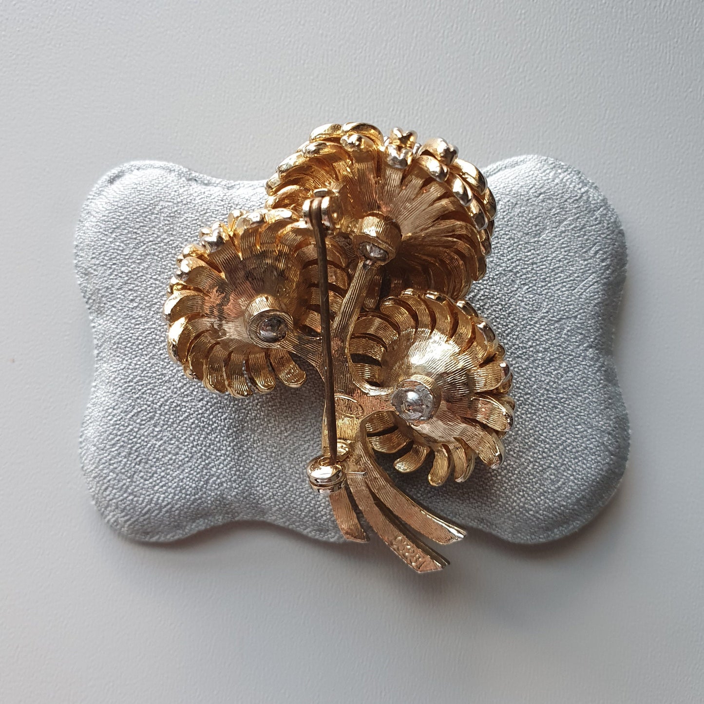 Brooch - Sphinx Green and Clear Crystal Flower Bouquet Brooch