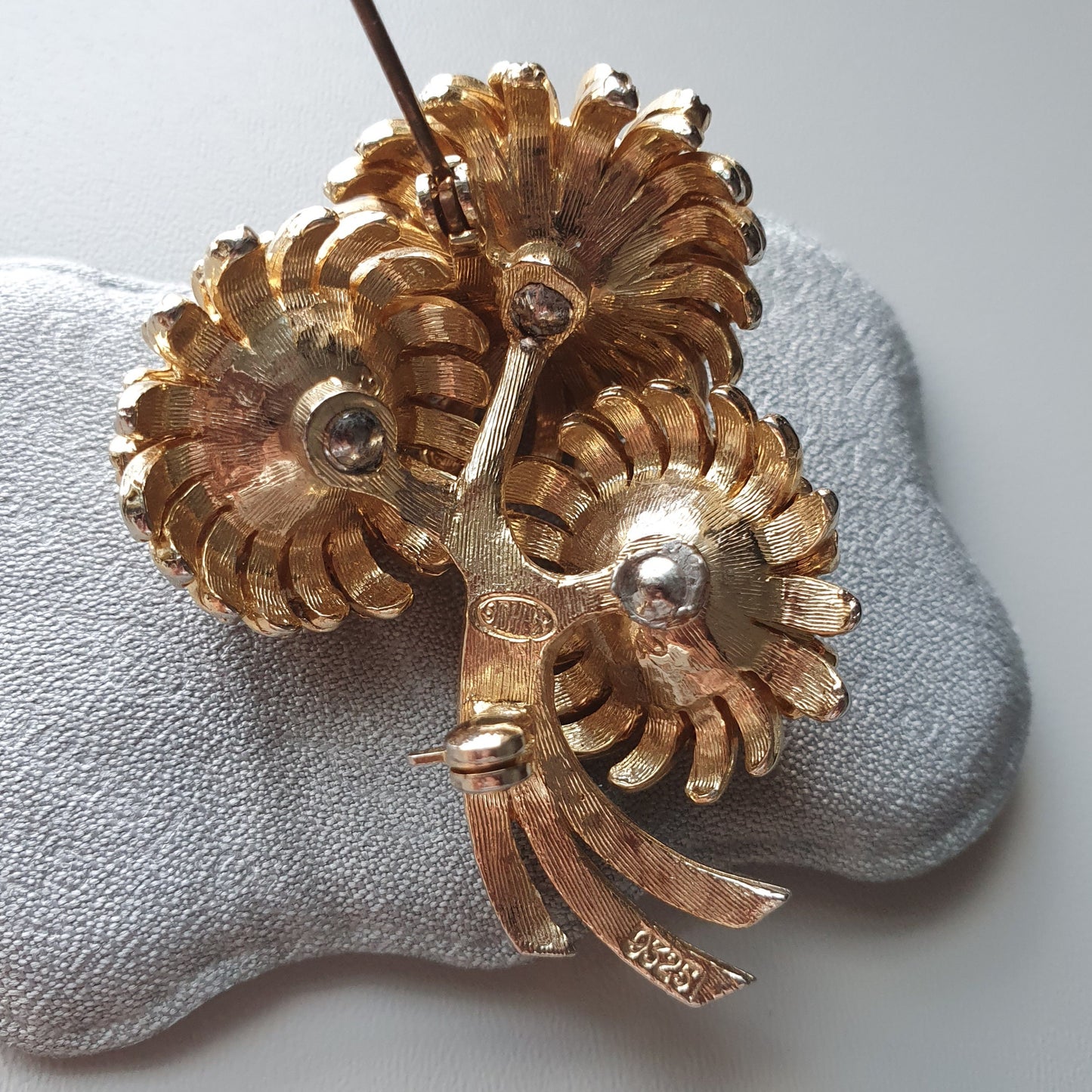 Brooch - Sphinx Green and Clear Crystal Flower Bouquet Brooch