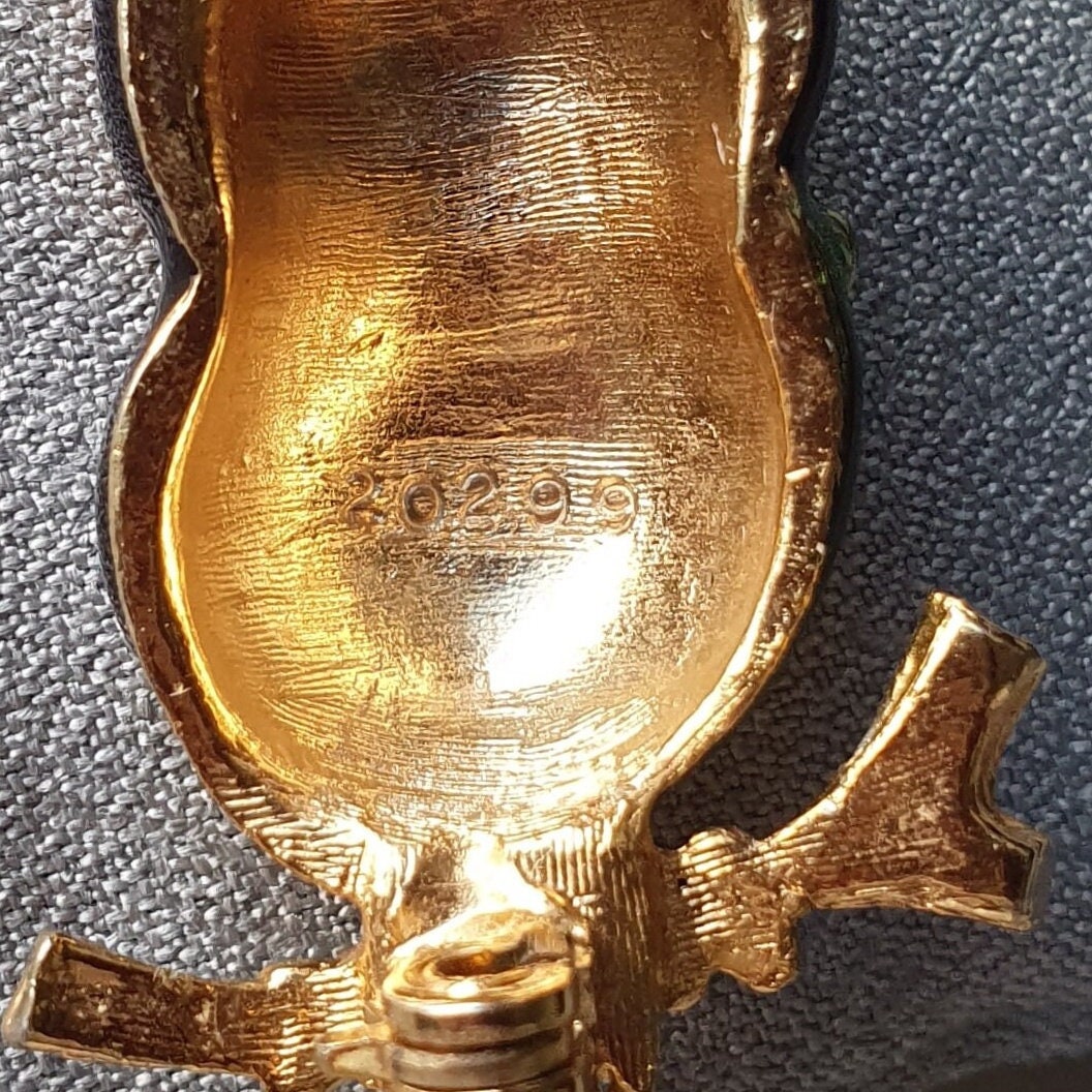 Brooch - Sphinx Blue and Green Enamel Owl Brooch