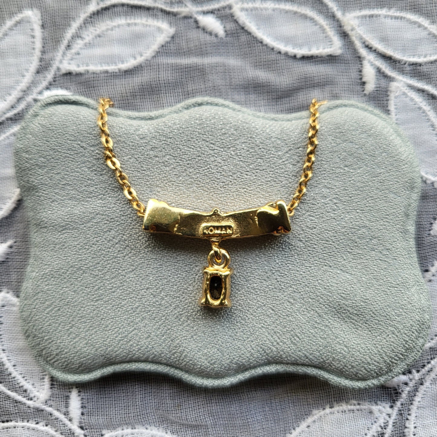 Necklace - Roman Black Crystal Drop Pendant Necklace