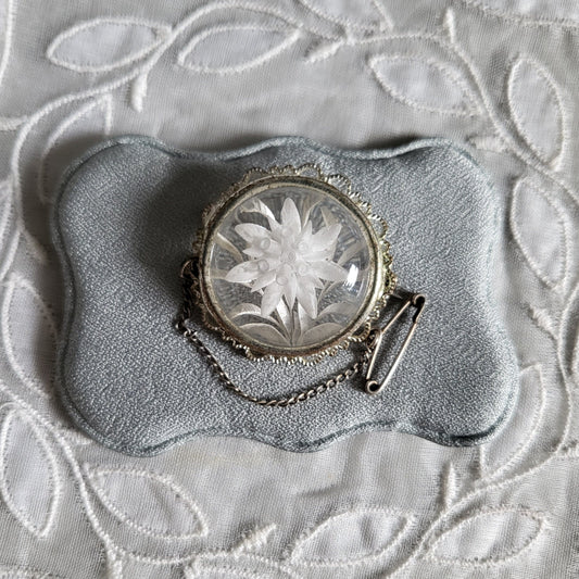 Brooch - Clear Acrylic Carved Flower Brooch