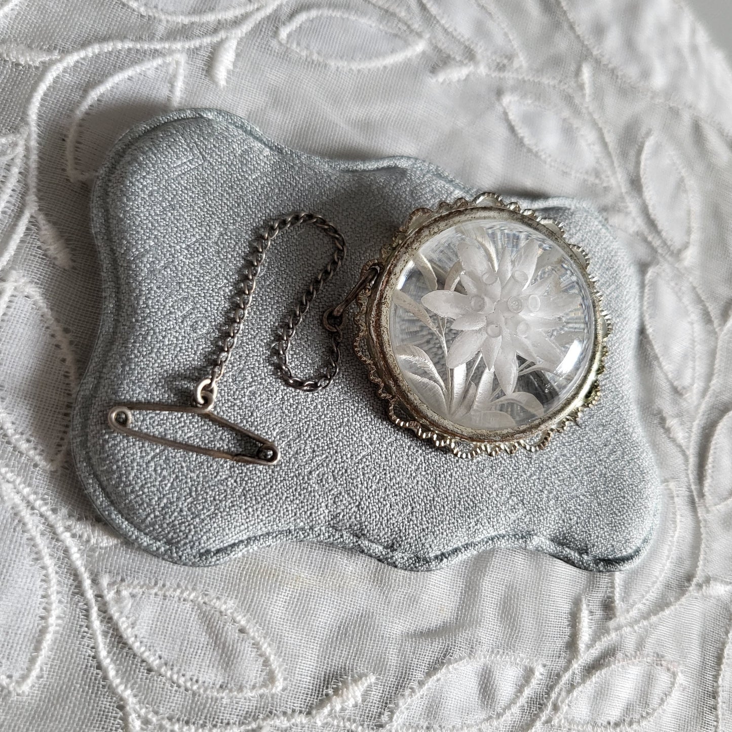 Brooch - Clear Acrylic Carved Flower Brooch