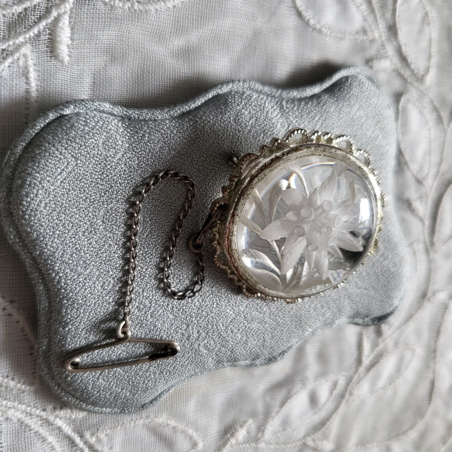 Brooch - Clear Acrylic Carved Flower Brooch