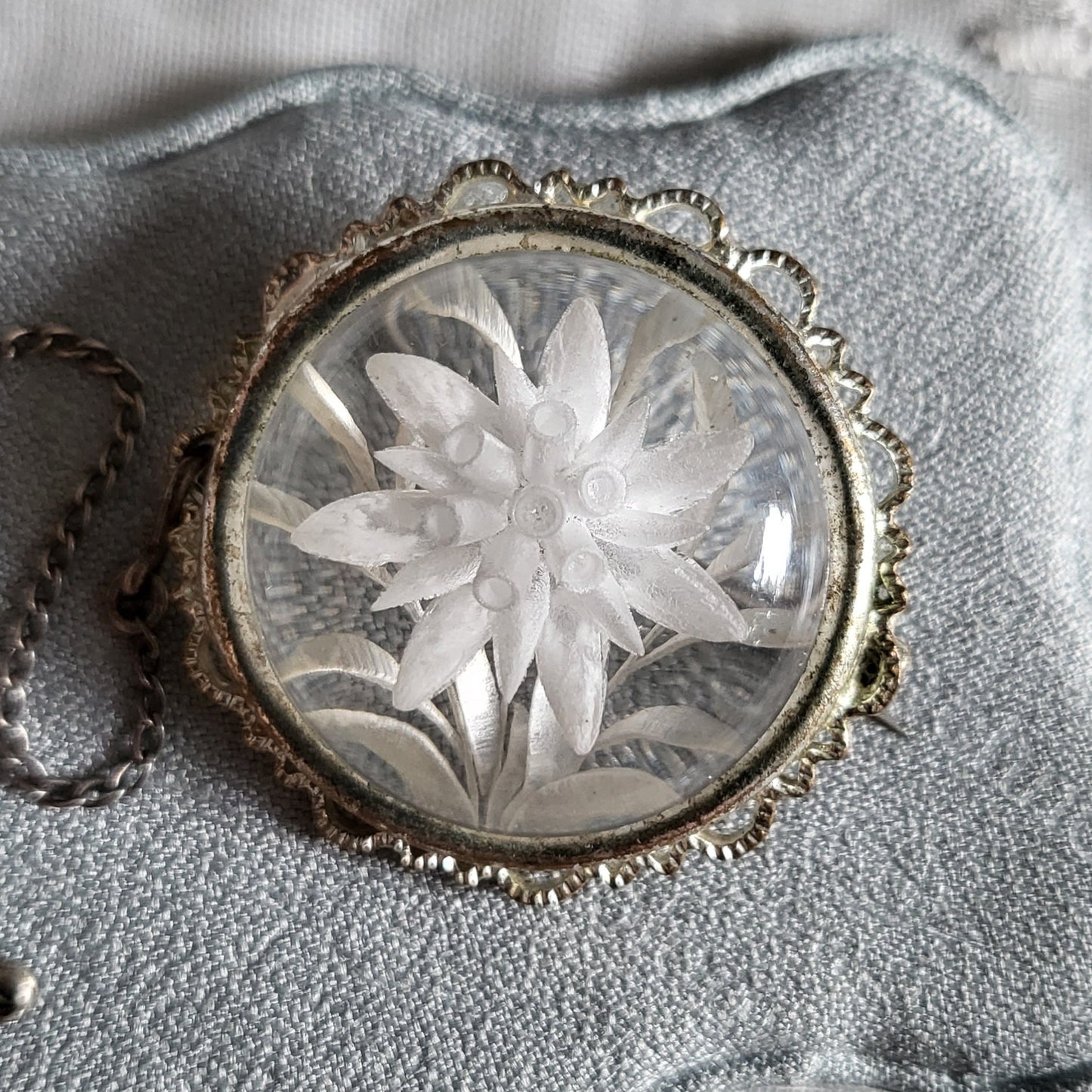 Brooch - Clear Acrylic Carved Flower Brooch