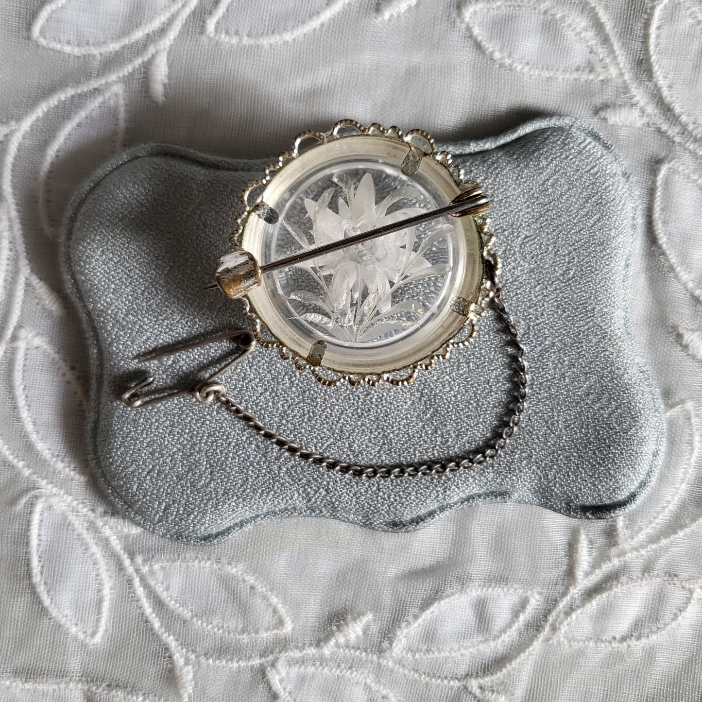 Brooch - Clear Acrylic Carved Flower Brooch