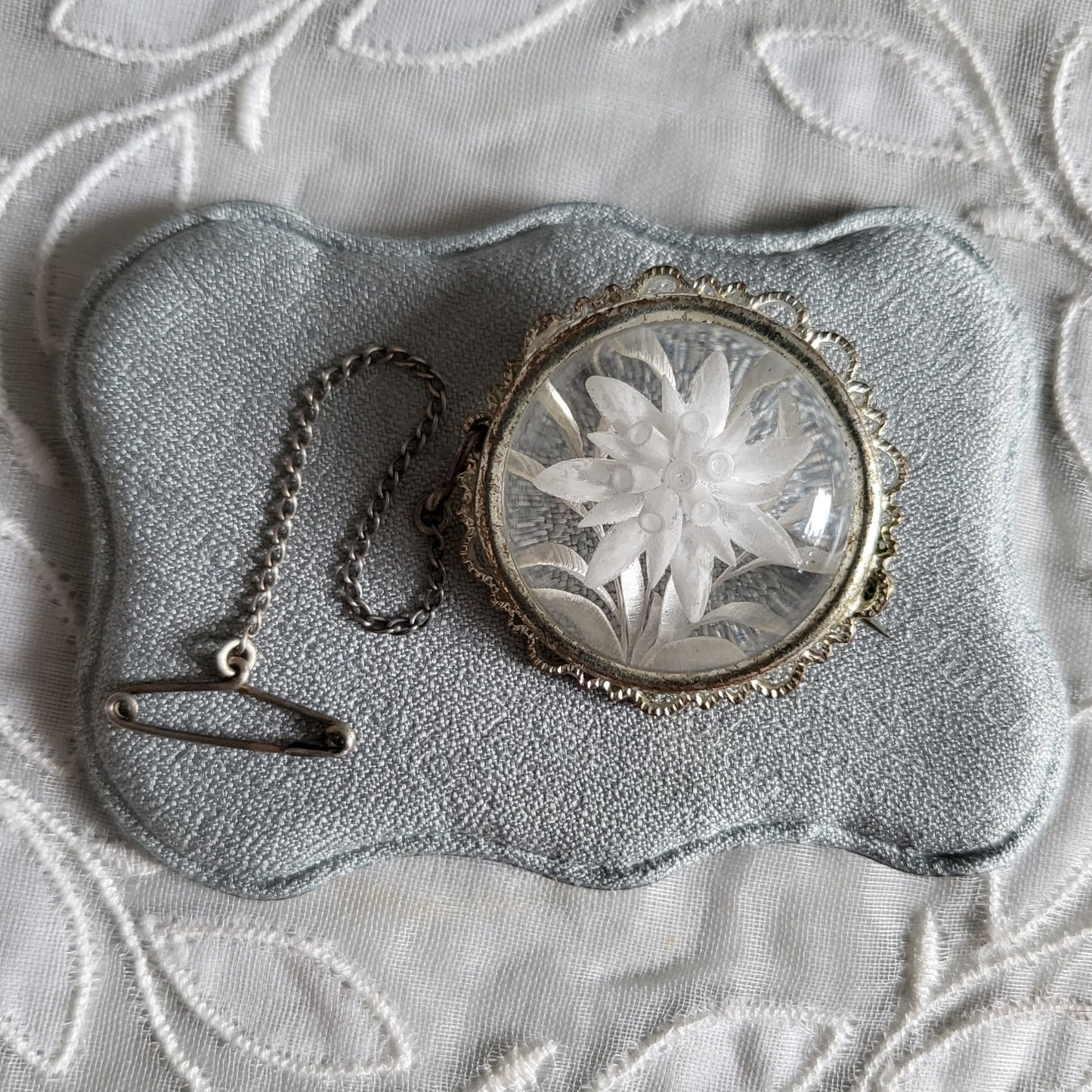 Brooch - Clear Acrylic Carved Flower Brooch