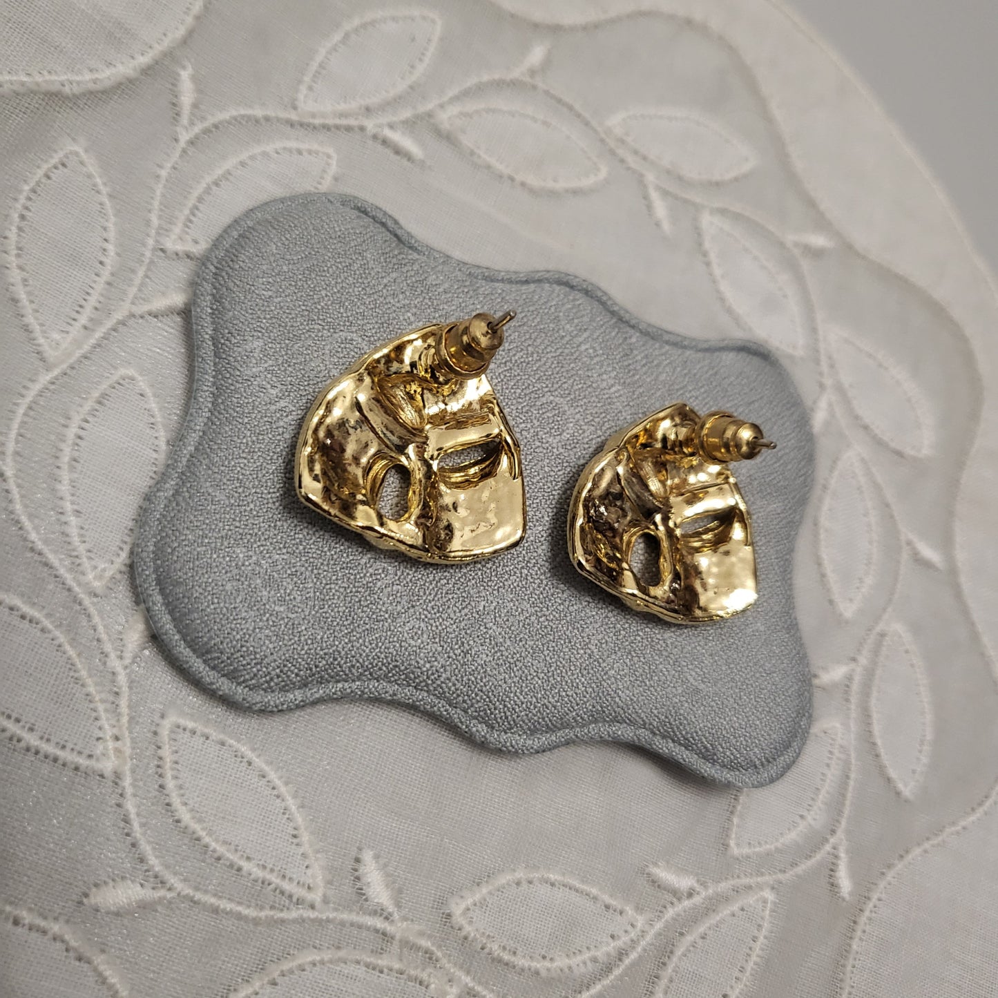 Posts - White Enamel Triangular Knot Earrings