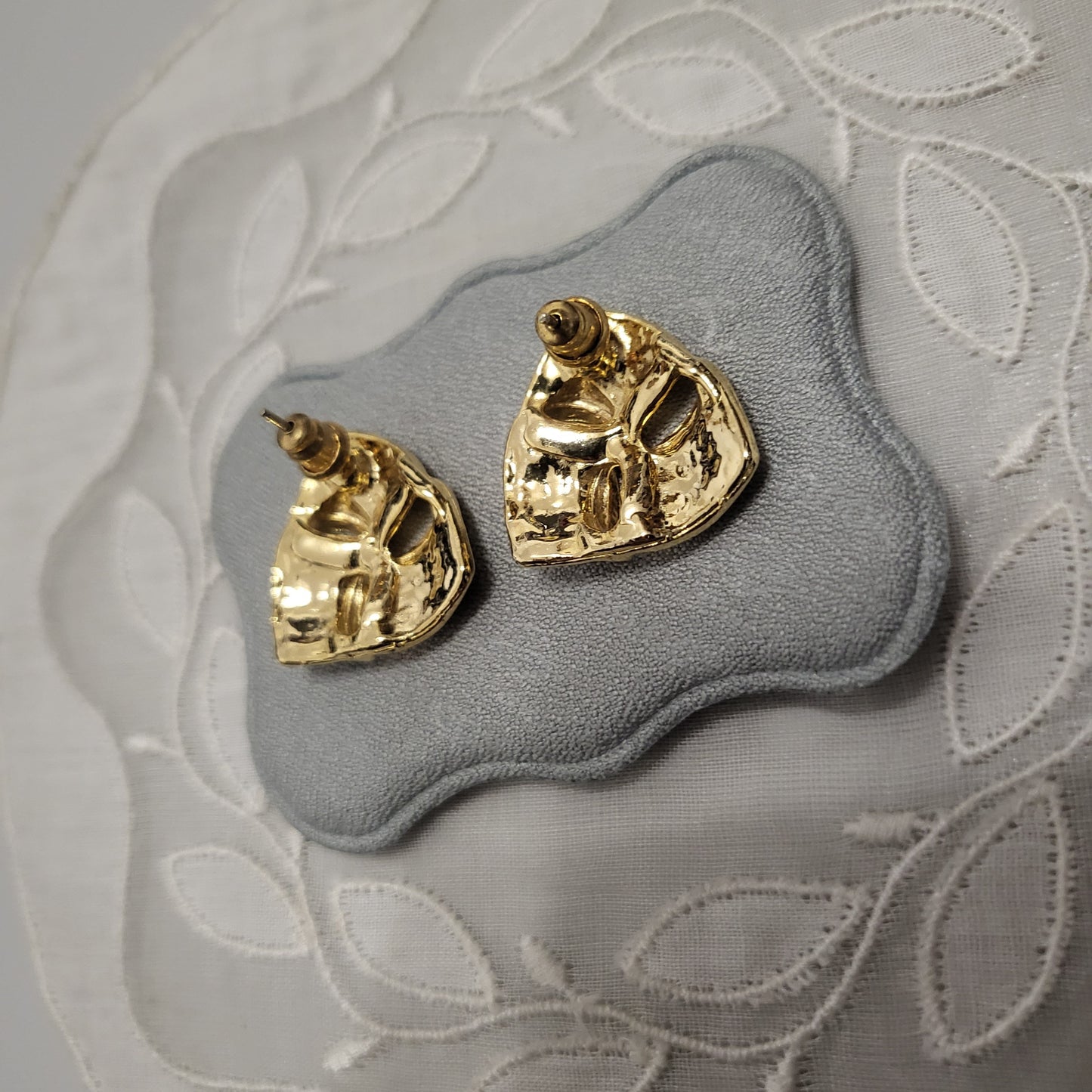 Posts - White Enamel Triangular Knot Earrings