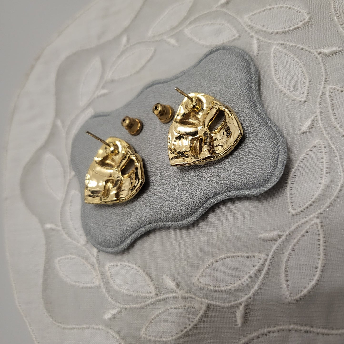 Posts - White Enamel Triangular Knot Earrings