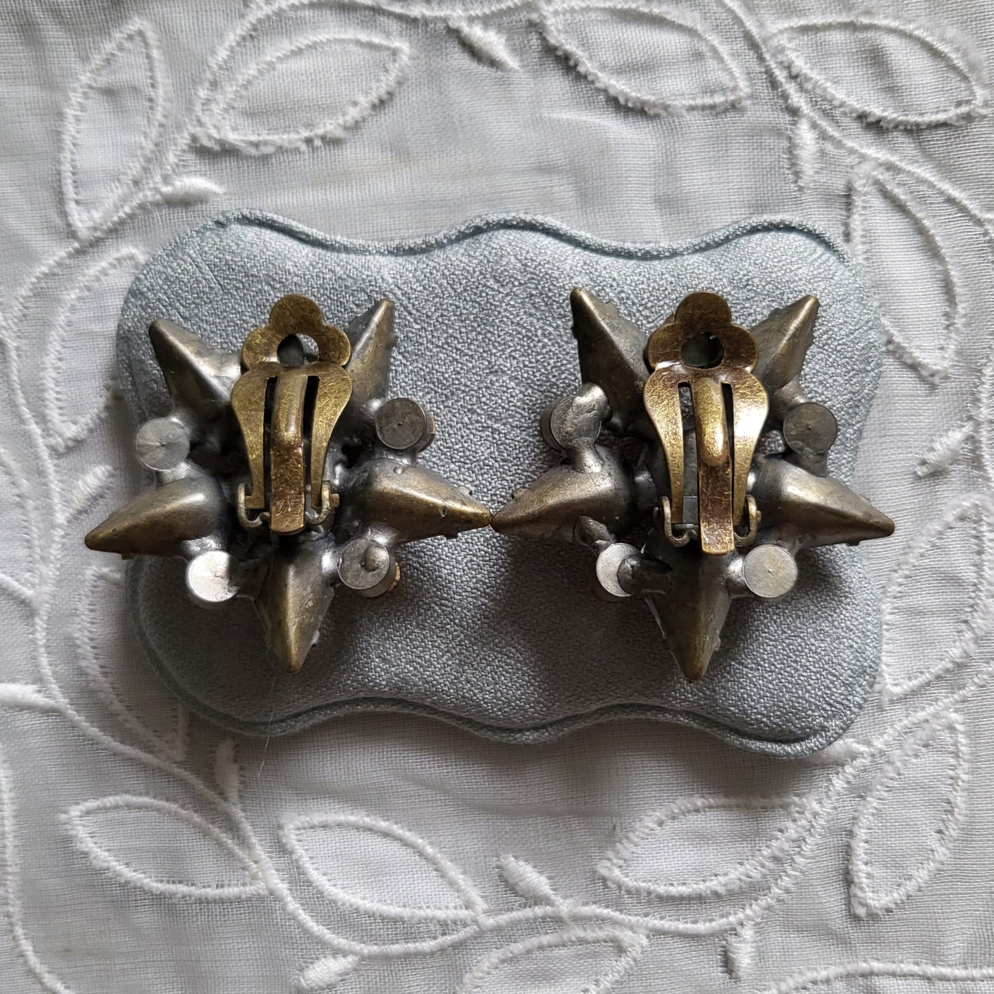 Clip on - Orange Brown Crystals Star Clip On Earrings