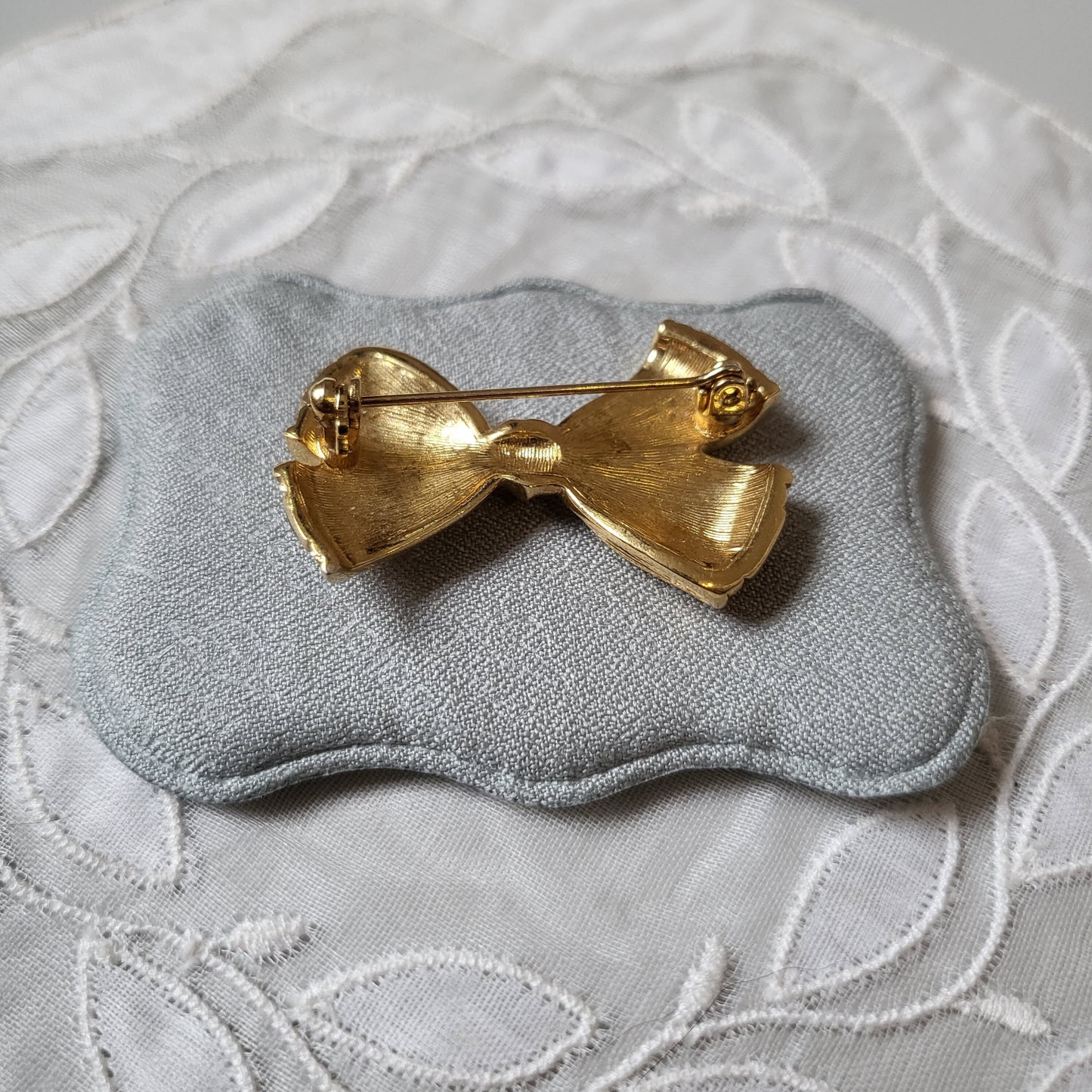 Brooch - Black Enamel and Crystals Bow Brooch