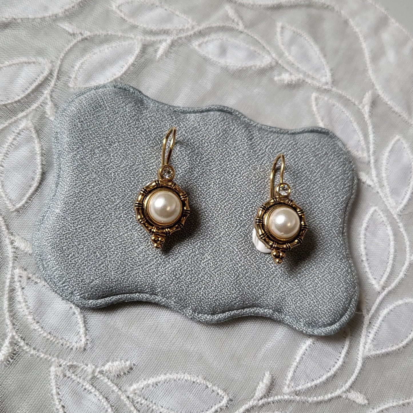 Hooks - Bamboo Bezel Pearl Hook Earrings