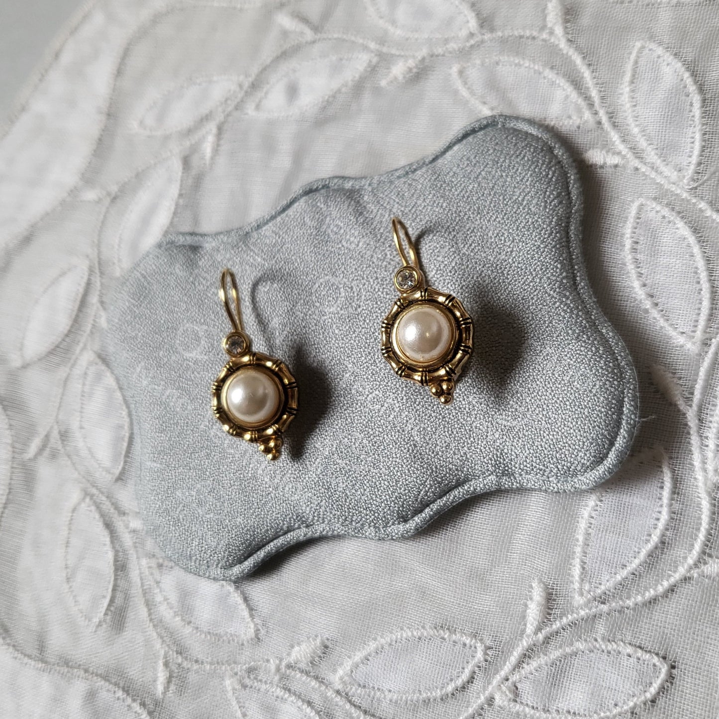 Hooks - Bamboo Bezel Pearl Hook Earrings