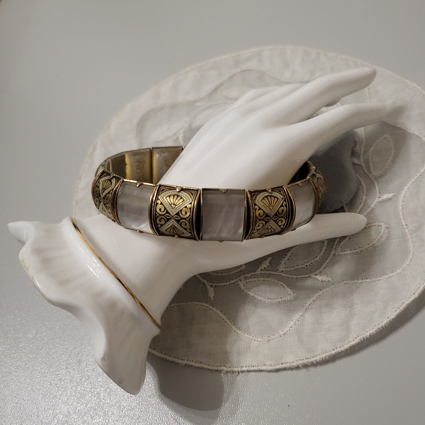 Bracelet - Mother of Pearl Damascene Panel Bracelet