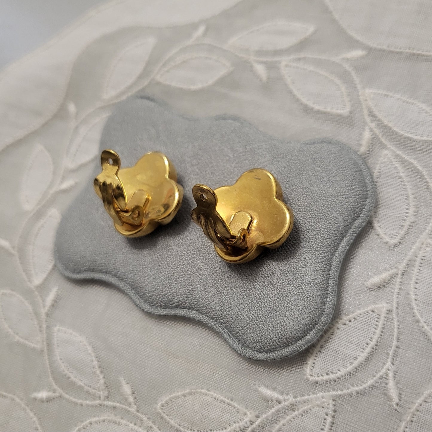 Clip on - Damascene Enamel Rose Clip On Earrings