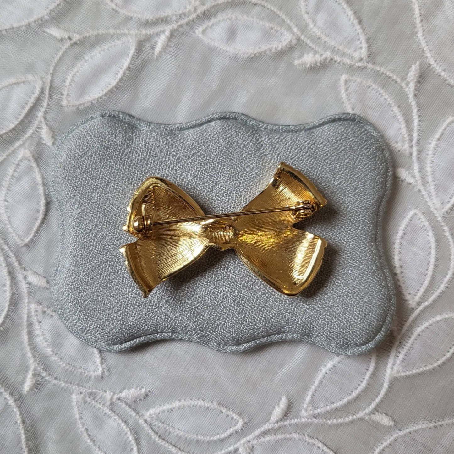 Brooch - Black Enamel and Crystals Bow Brooch