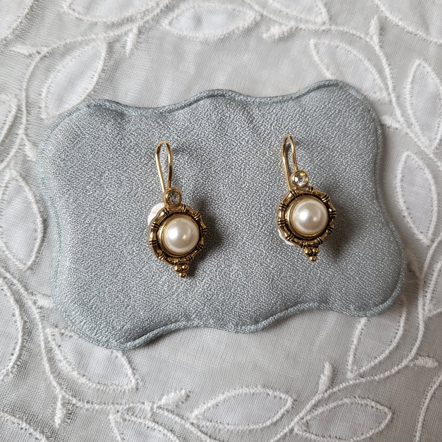 Hooks - Bamboo Bezel Pearl Hook Earrings