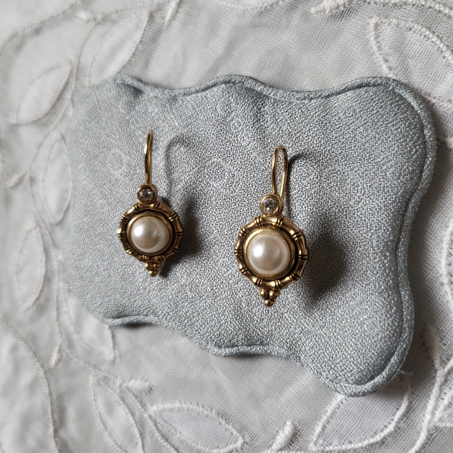 Hooks - Bamboo Bezel Pearl Hook Earrings