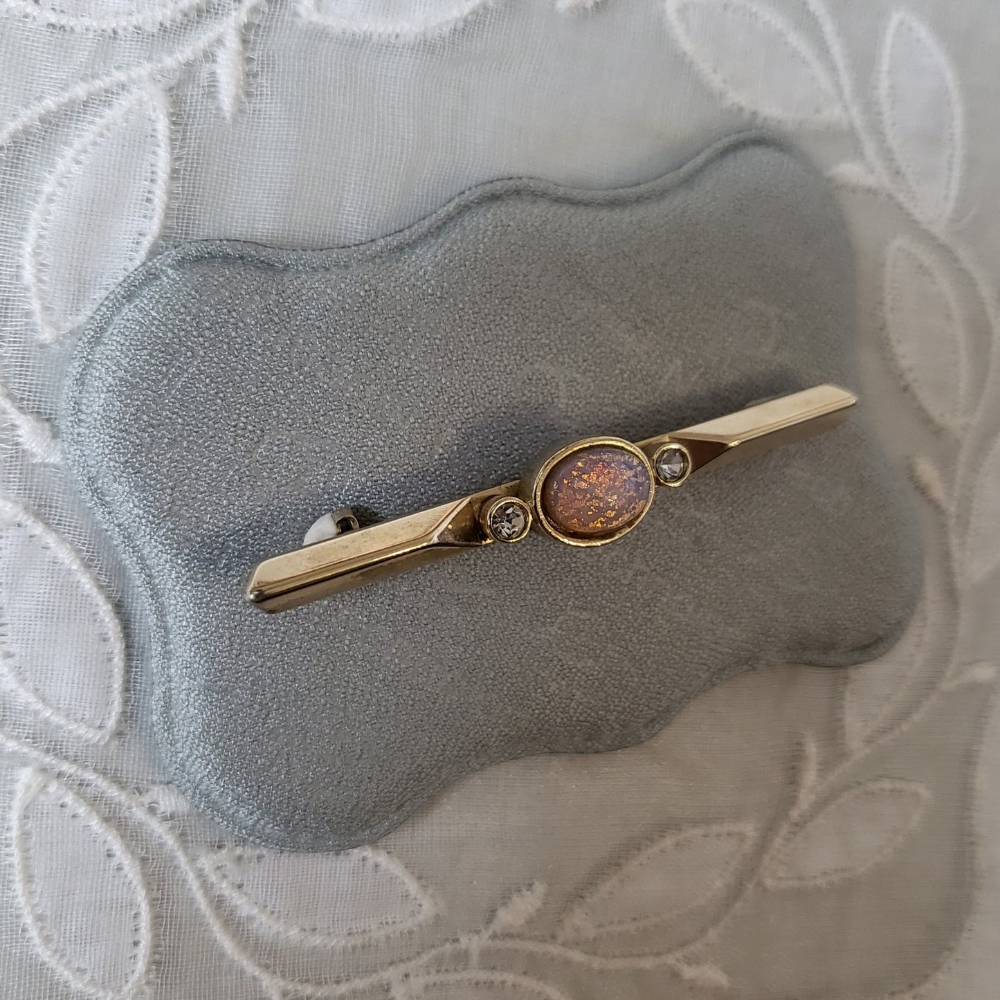 Brooch - Avon Pink Opaline Bar Brooch