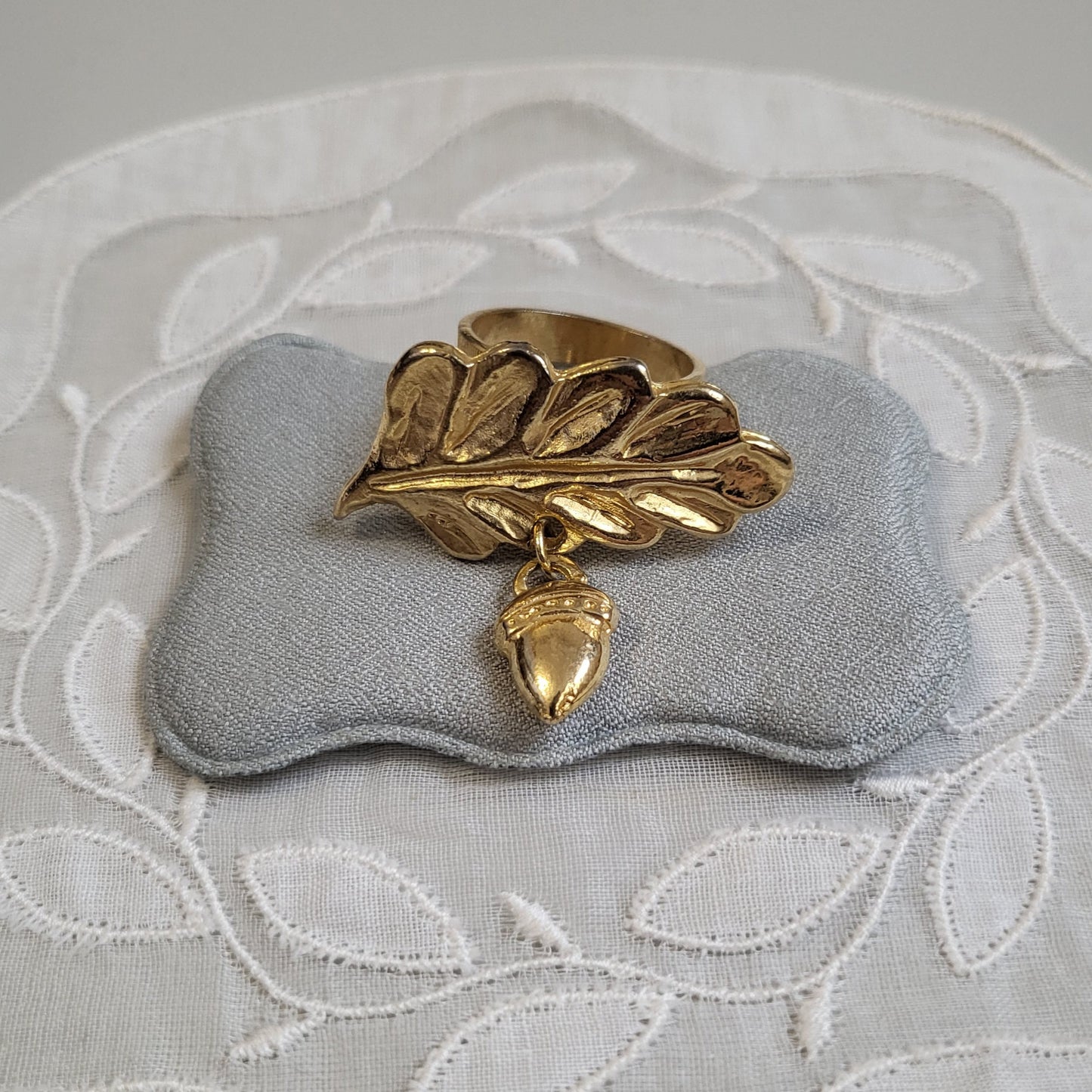 Ring - Gold Leaf and Acorn Drop Ring