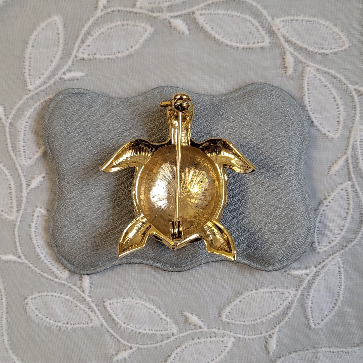 Brooch - Green and Blue Enamel Turtle Brooch