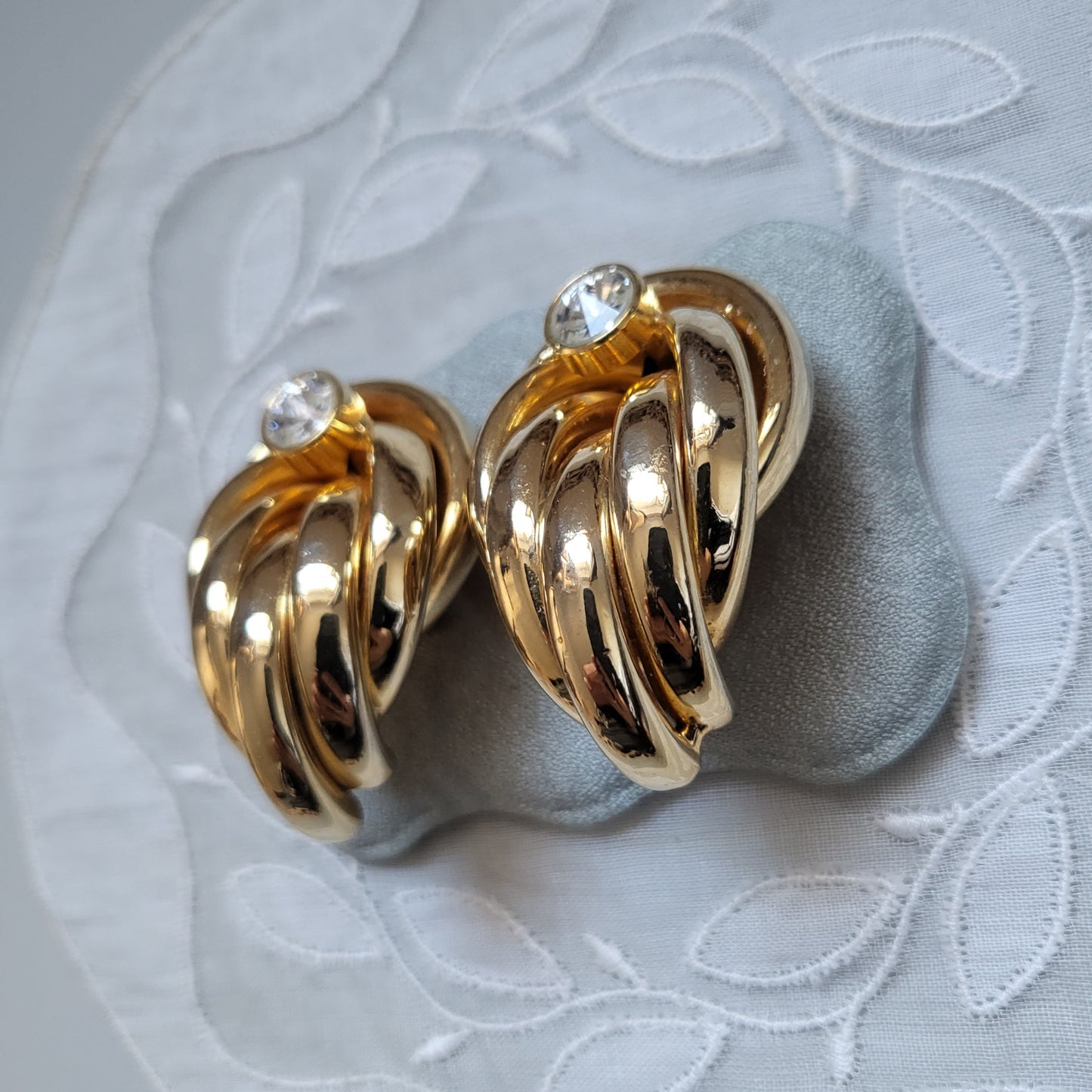 Clip on - Statement Crystal Tube Knot Clip on Earrings