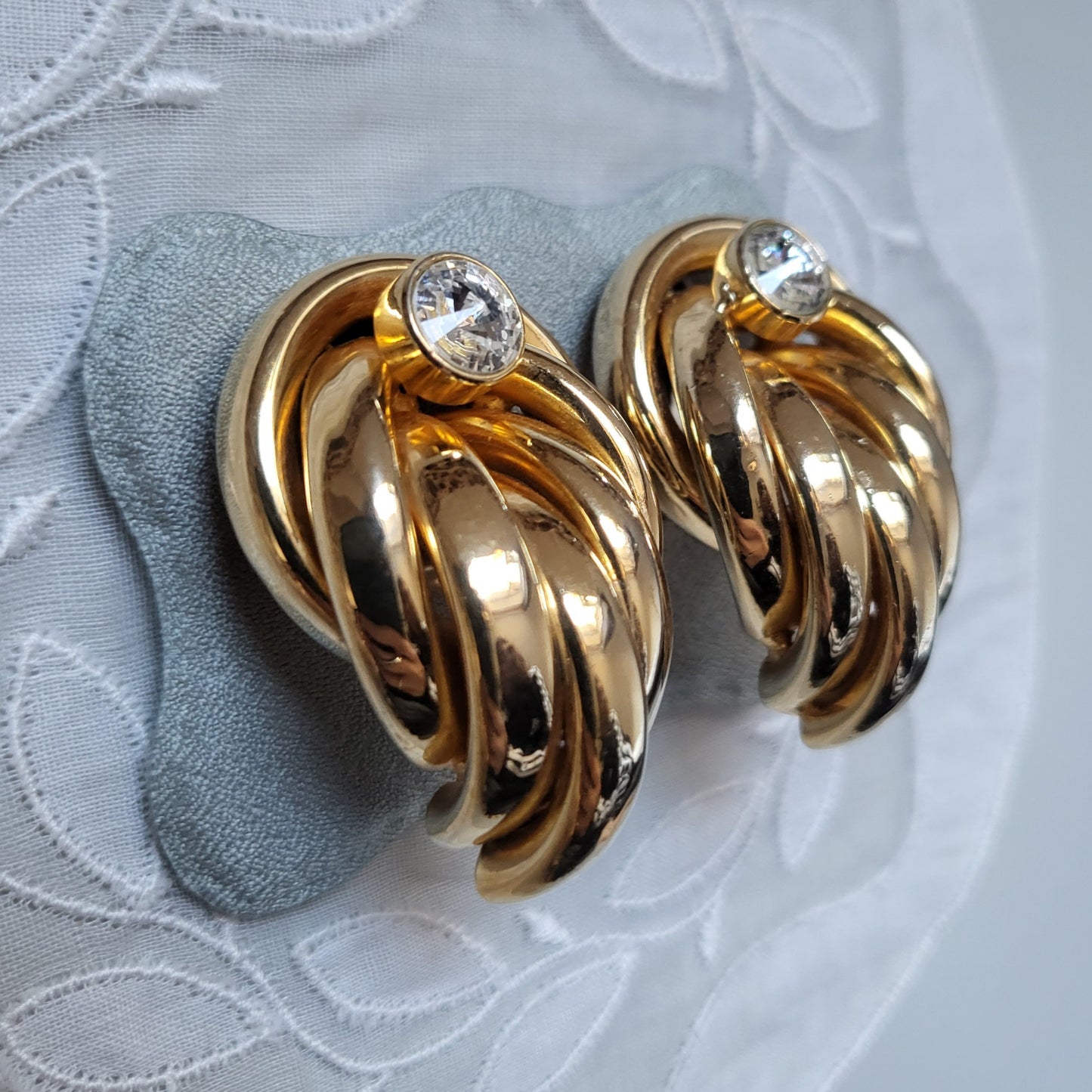 Clip on - Statement Crystal Tube Knot Clip on Earrings