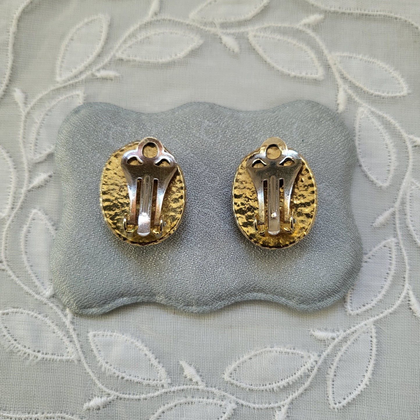 Clip on - Hematite Cabochon Crystal Clip on Earrings