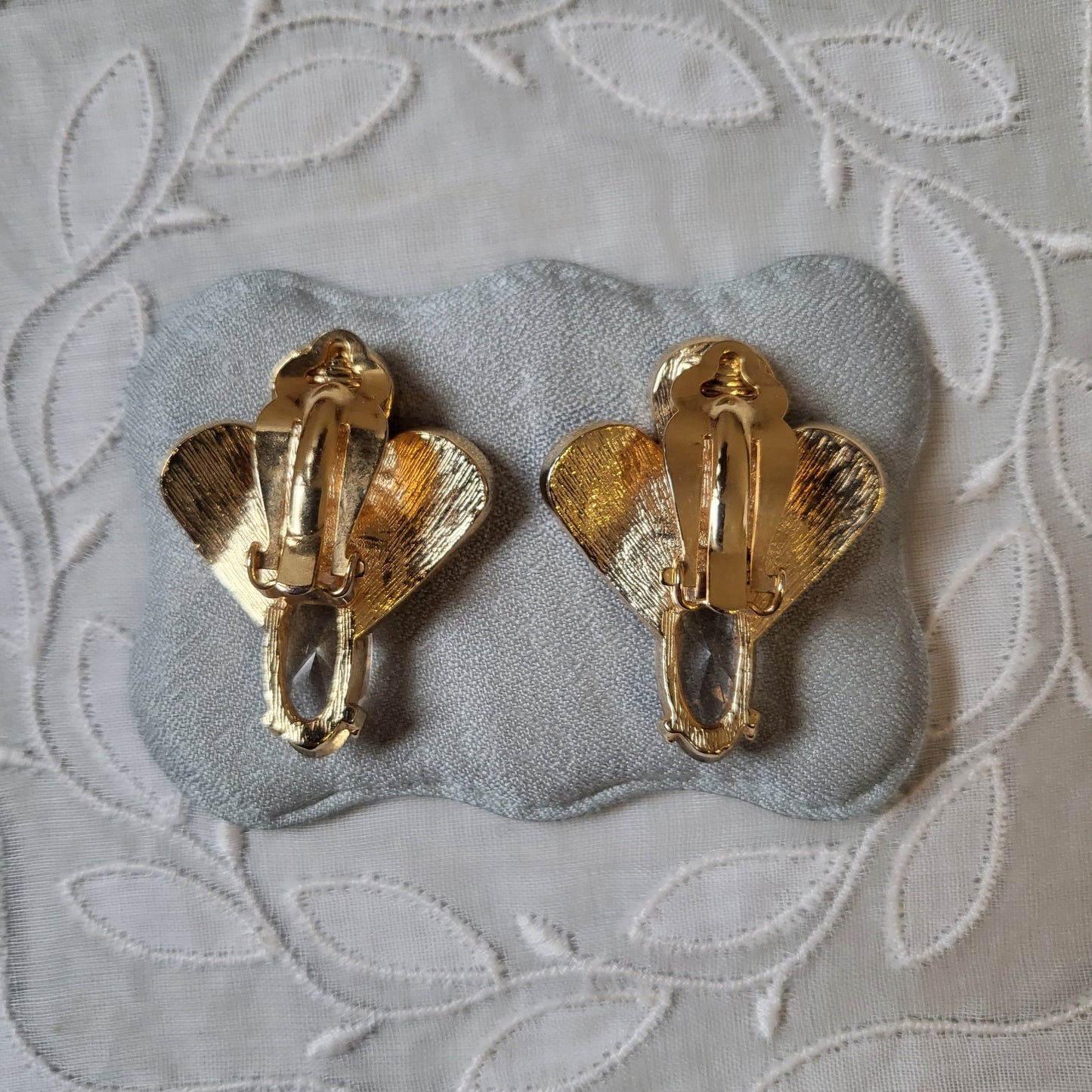 Clip on - Crystal Feather Fan Shaped Clip On Earrings