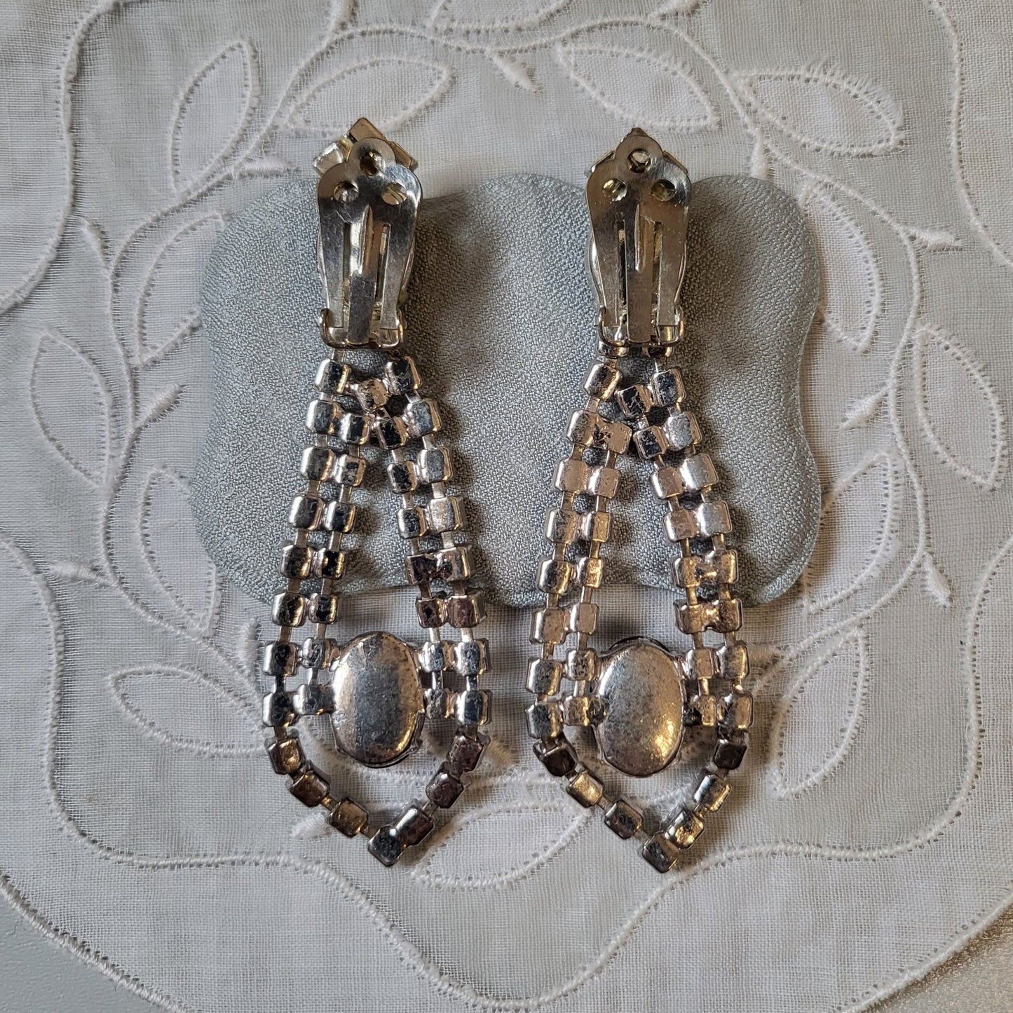 Clip on - Brown Orange and Clear Crystal Clip on Earrings