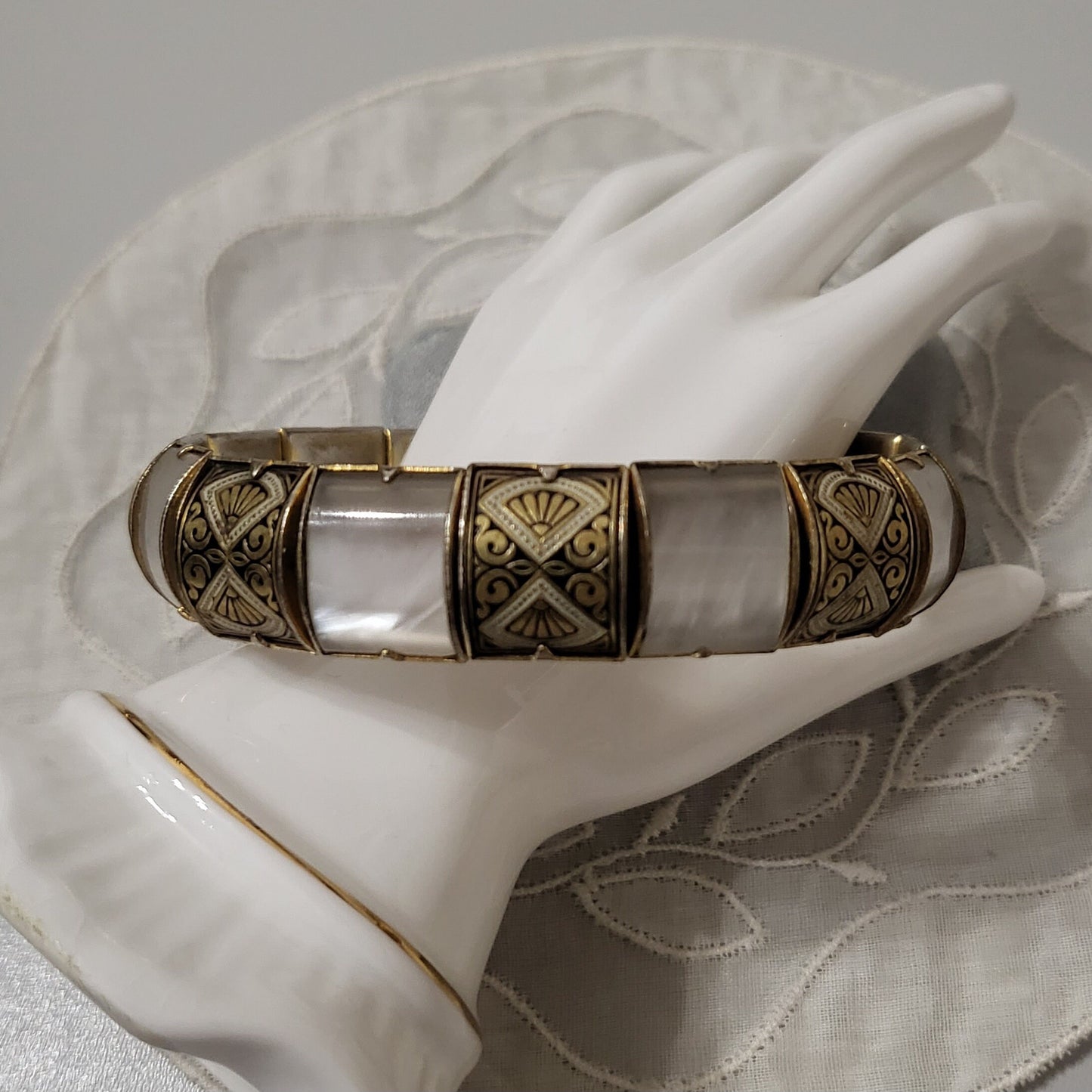 Bracelet - Mother of Pearl Damascene Panel Bracelet