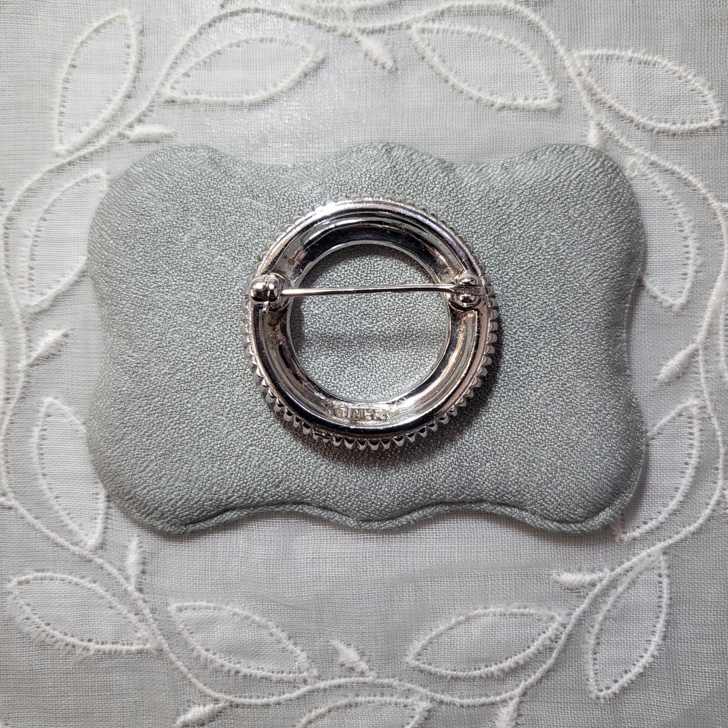 Brooch - Ciner Red and Clear Crystal Wreath Brooch