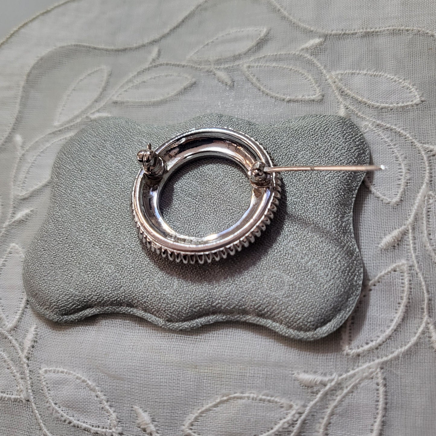 Brooch - Ciner Red and Clear Crystal Wreath Brooch