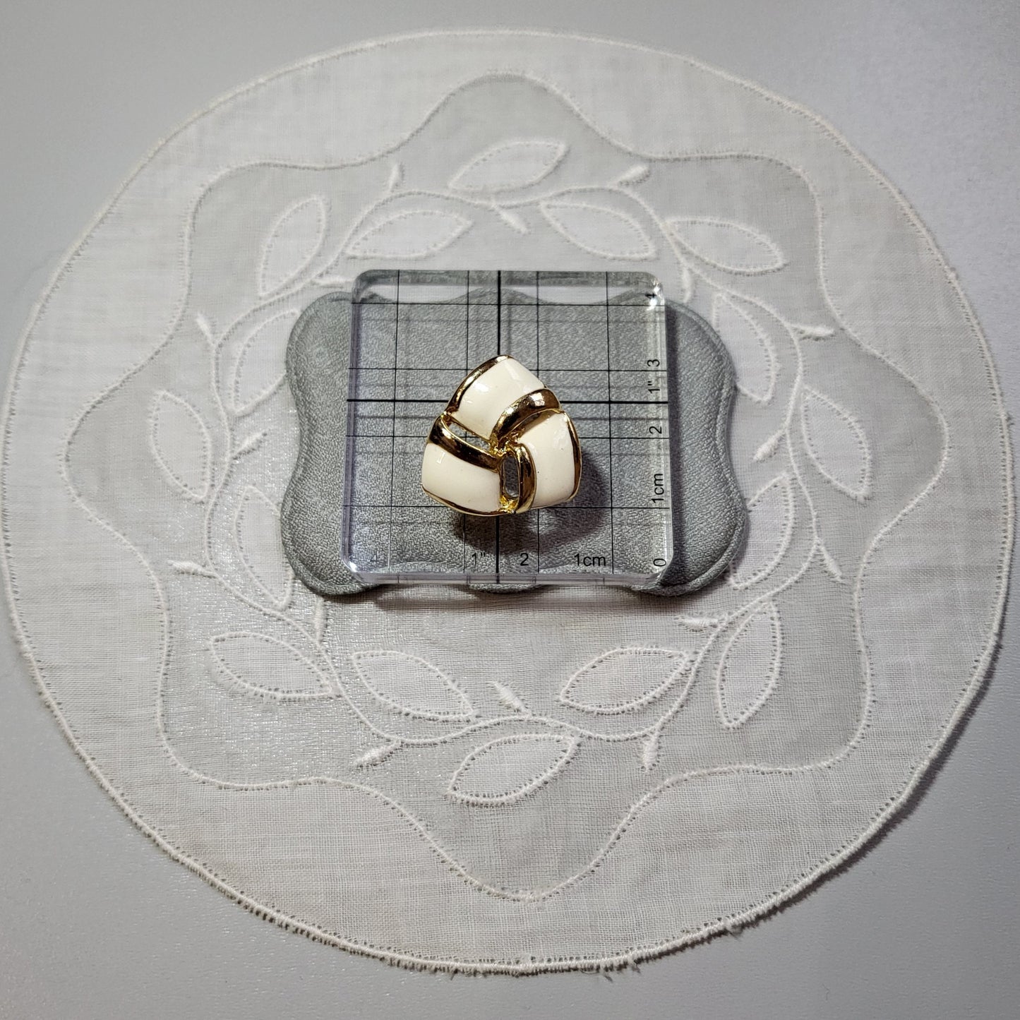 Posts - White Enamel Triangular Knot Earrings